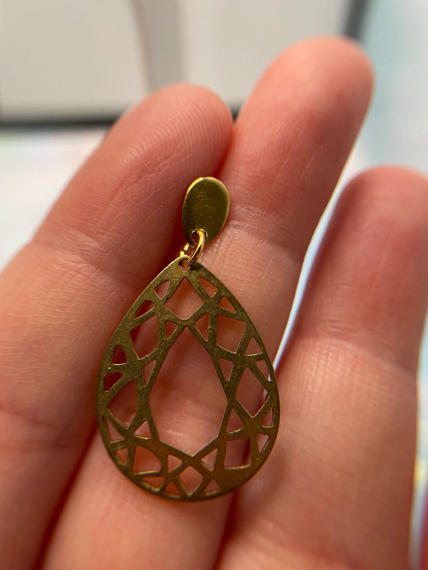 Boucles d'oreilles goutte dorée en laiton– Acier inoxydable