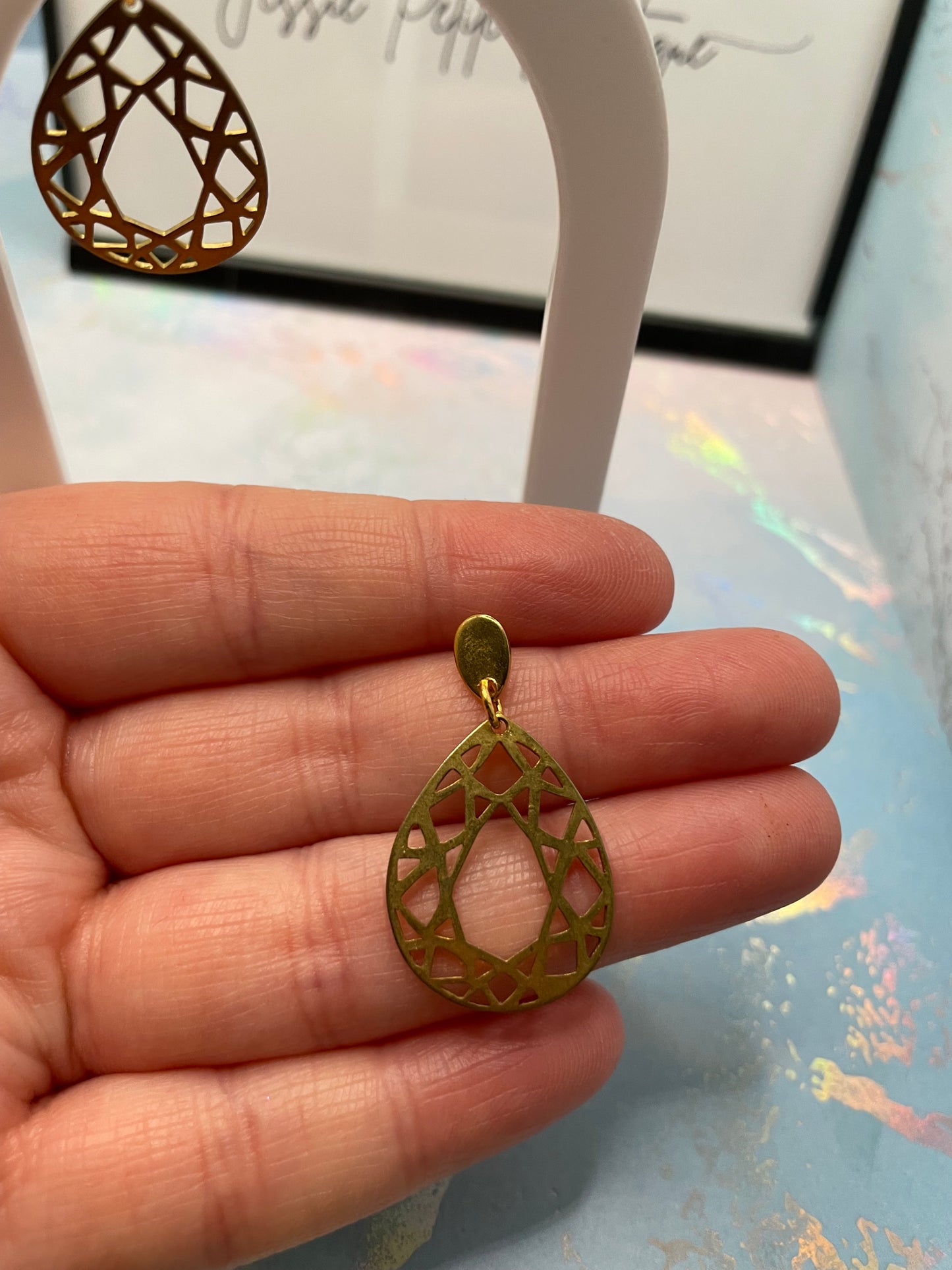 Boucles d'oreilles goutte dorée en laiton– Acier inoxydable