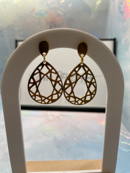 Boucles d'oreilles goutte dorée en laiton– Acier inoxydable