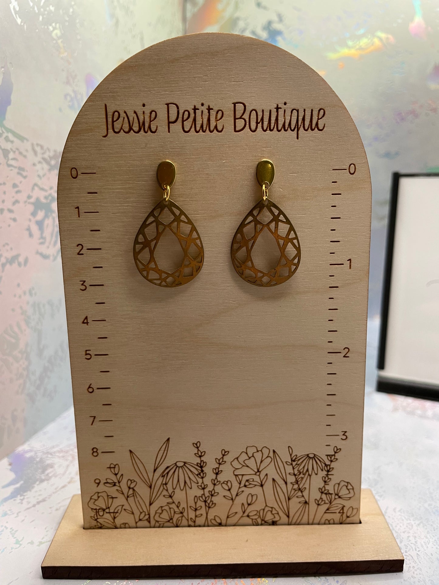 Boucles d'oreilles goutte dorée en laiton– Acier inoxydable