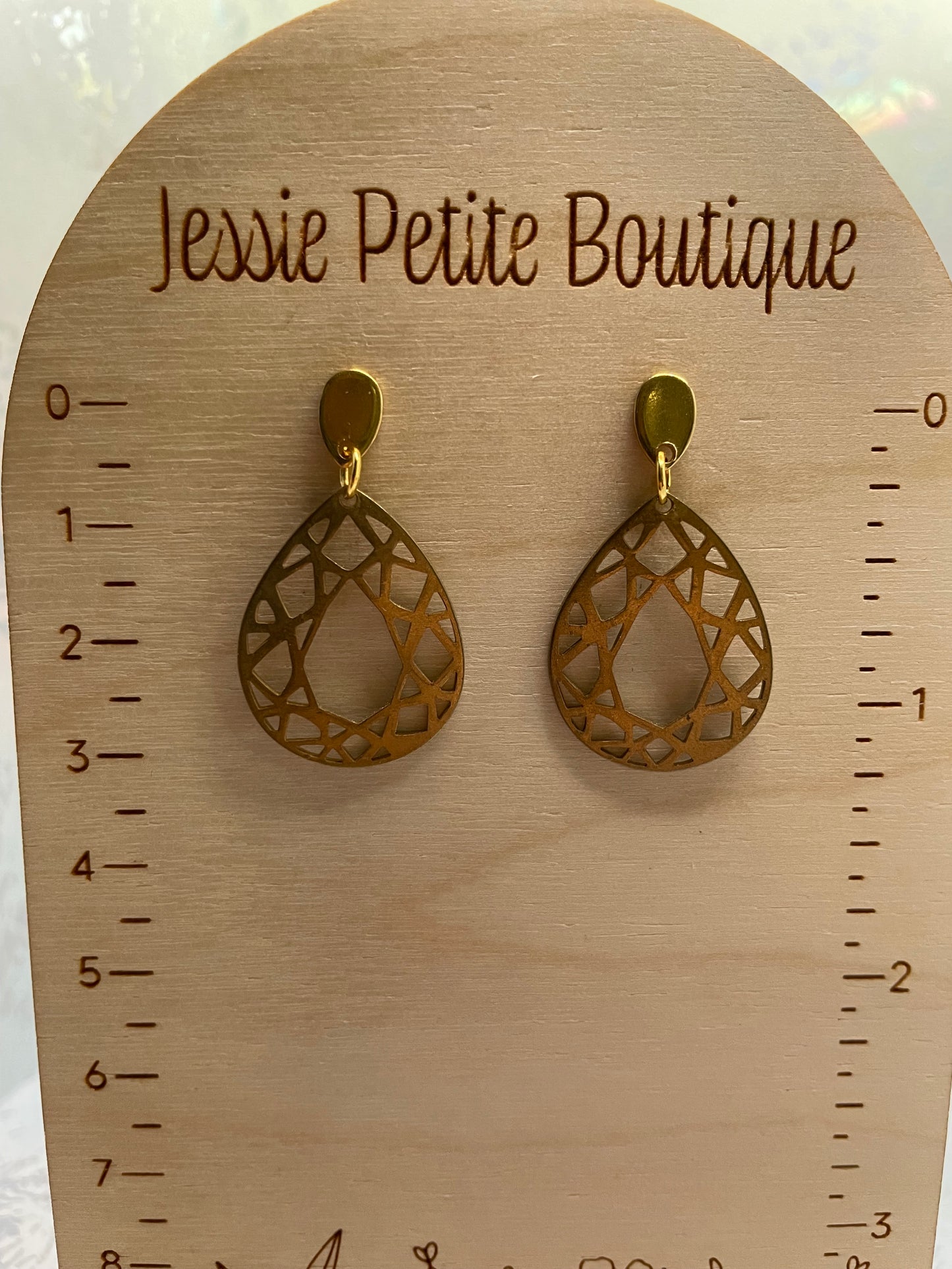 Boucles d'oreilles goutte dorée en laiton– Acier inoxydable
