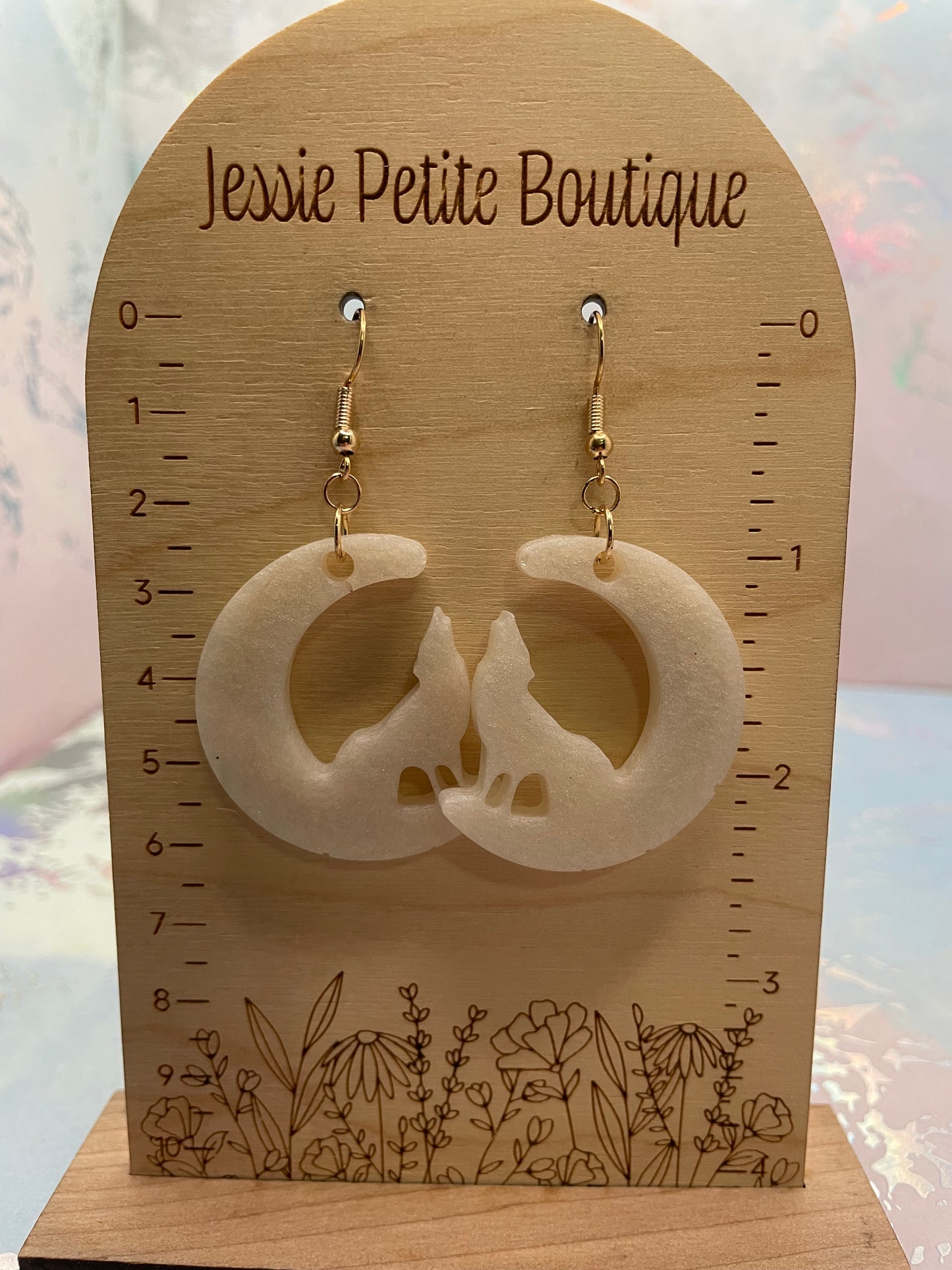 Boucles d'oreilles Loup et Lune