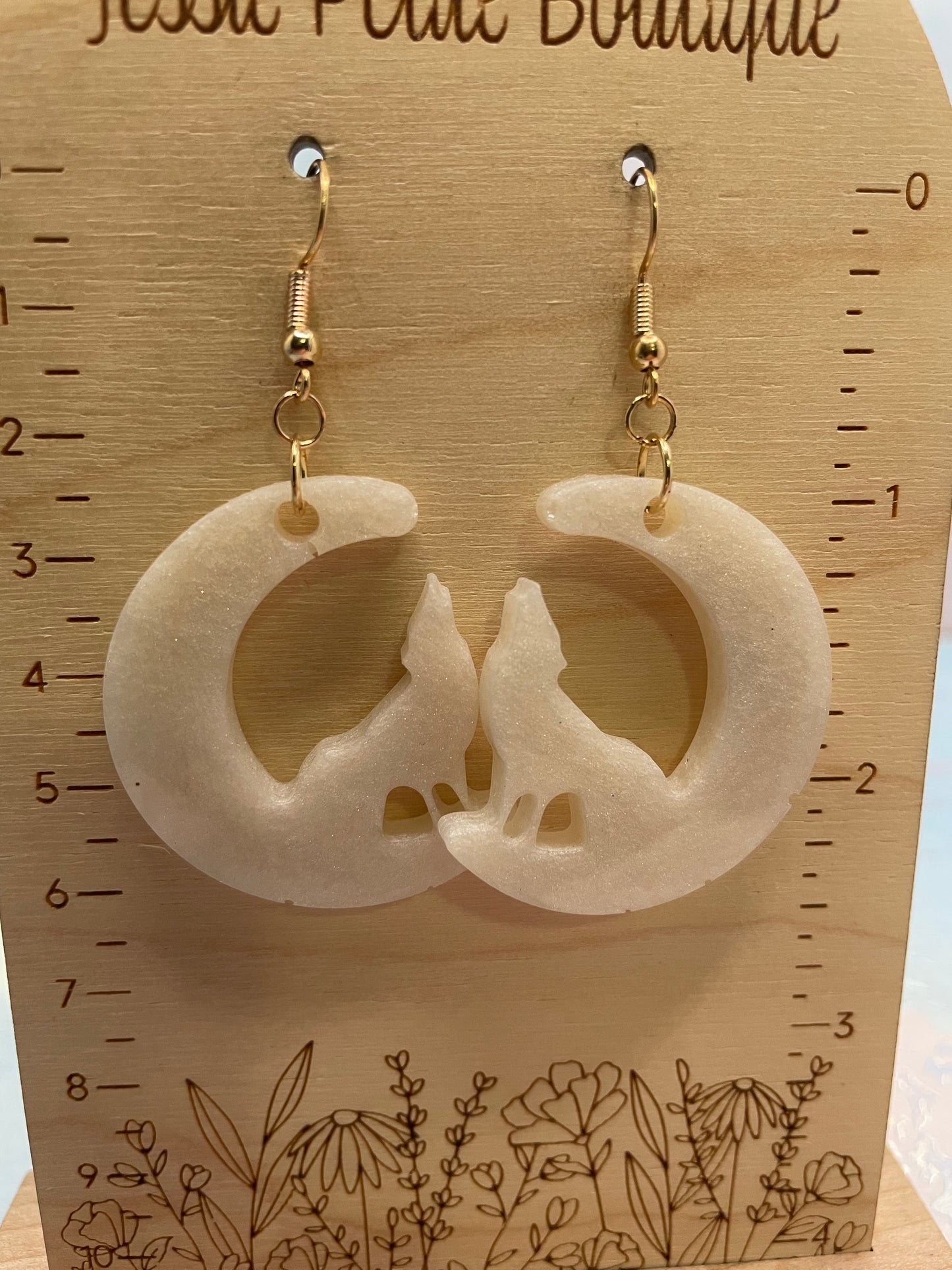 Boucles d'oreilles Loup et Lune