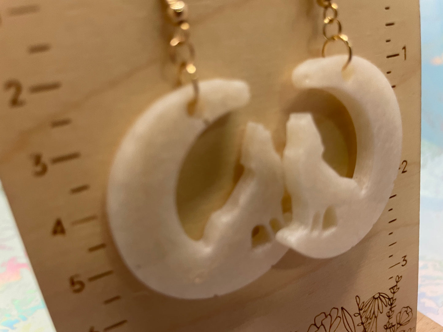 Boucles d'oreilles Loup et Lune