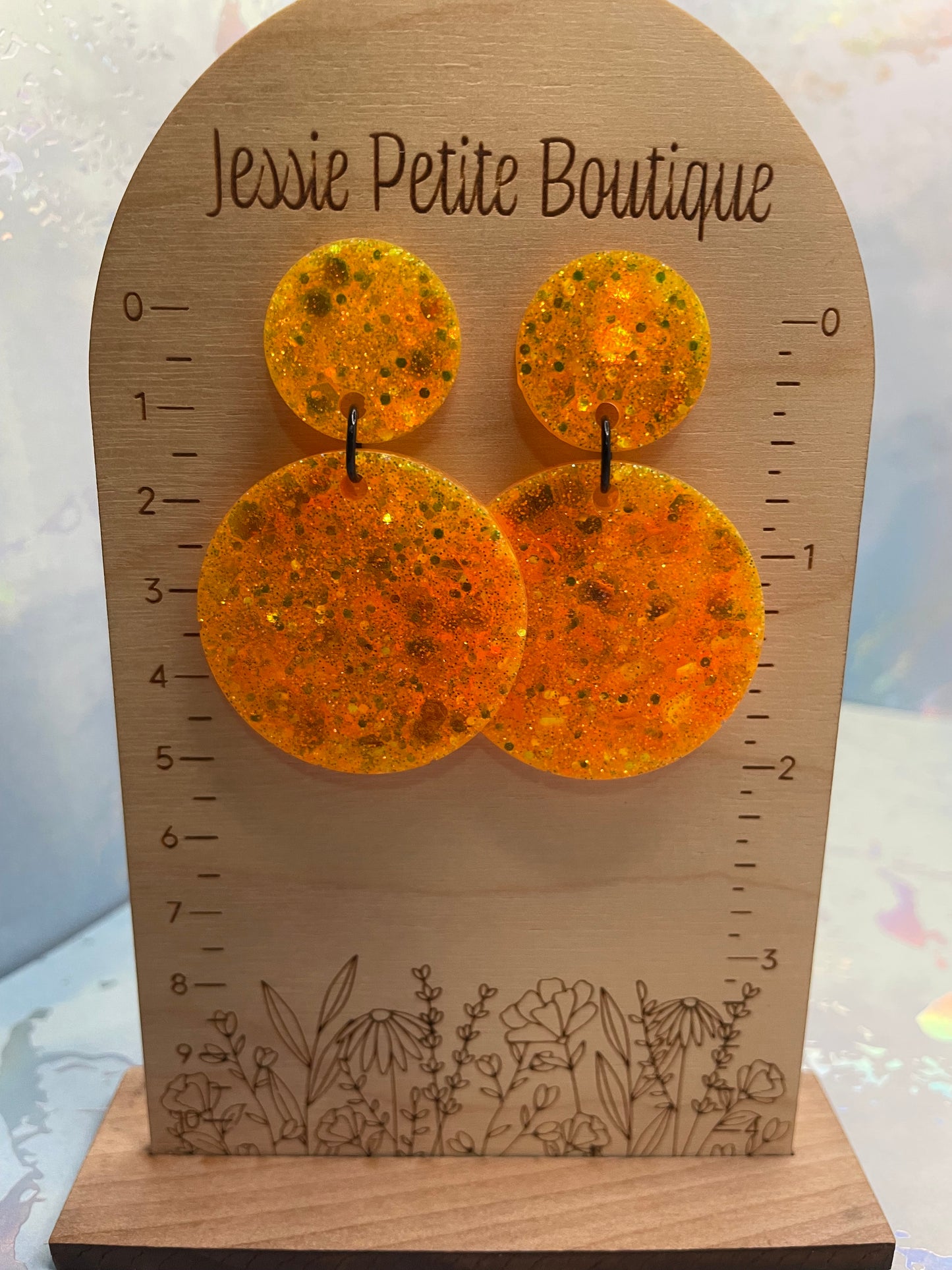 Sparkly Orange Circle Earrings-Nickel Free