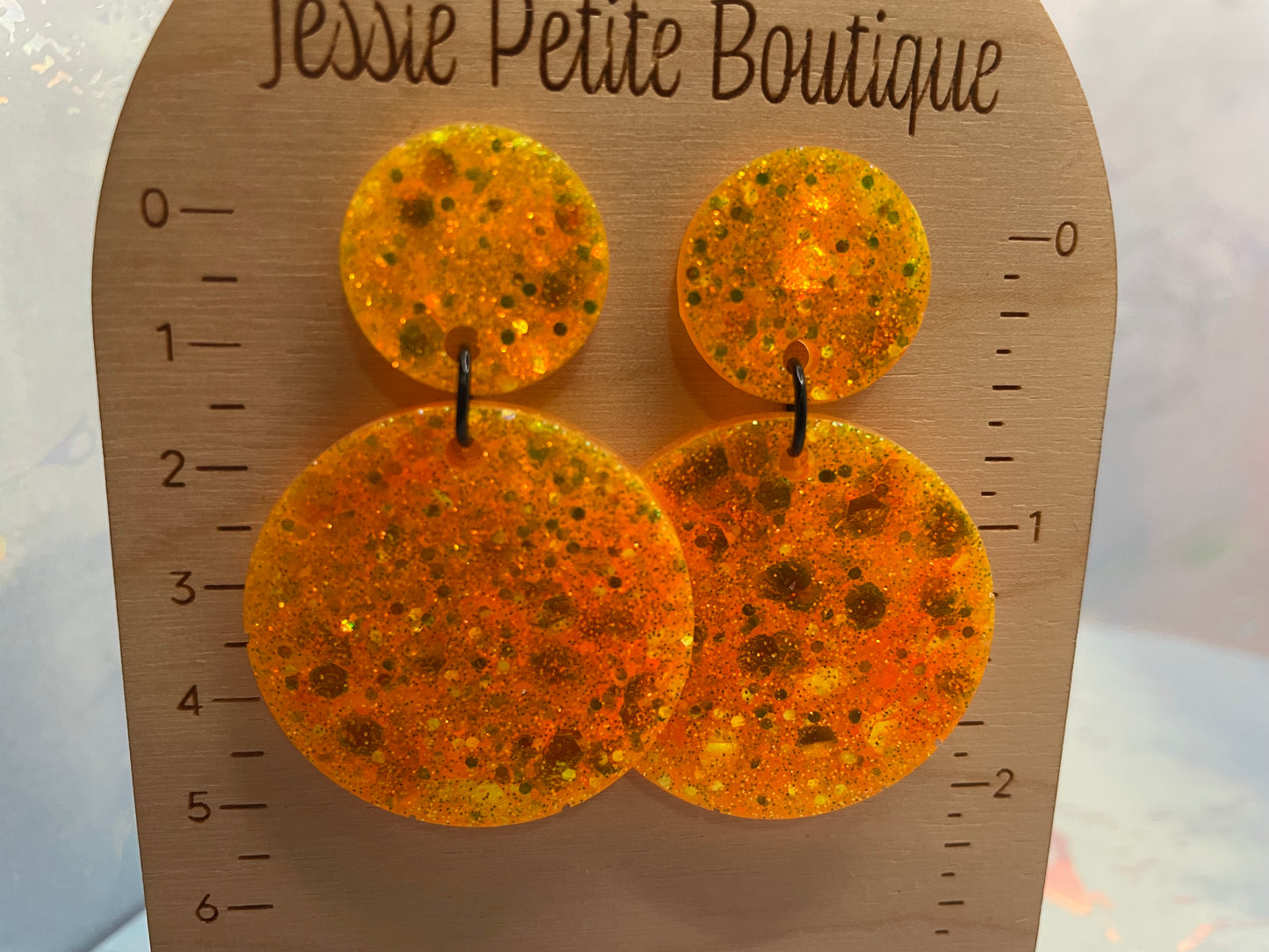 Sparkly Orange Circle Earrings-Nickel Free