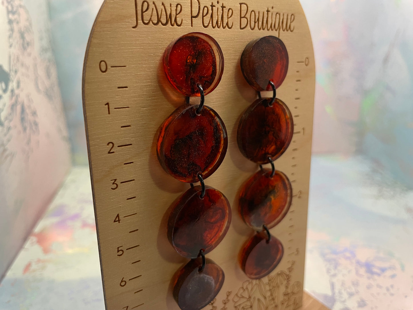 Boucles d’oreilles pendantes multi-cercle orange brûlé-Plastique/ Hypoallergénique