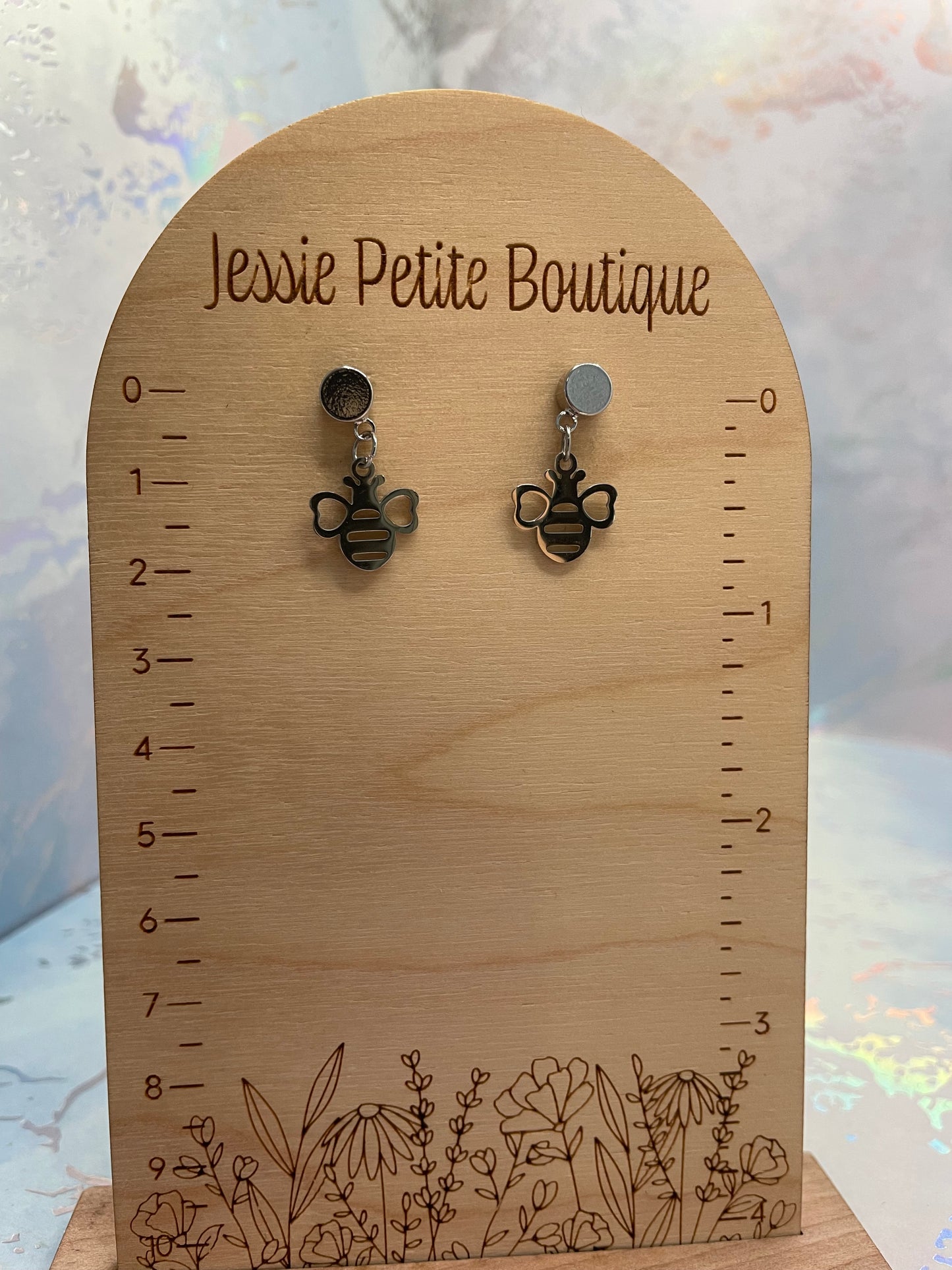 Tiny Silver Bee Stud Earrings