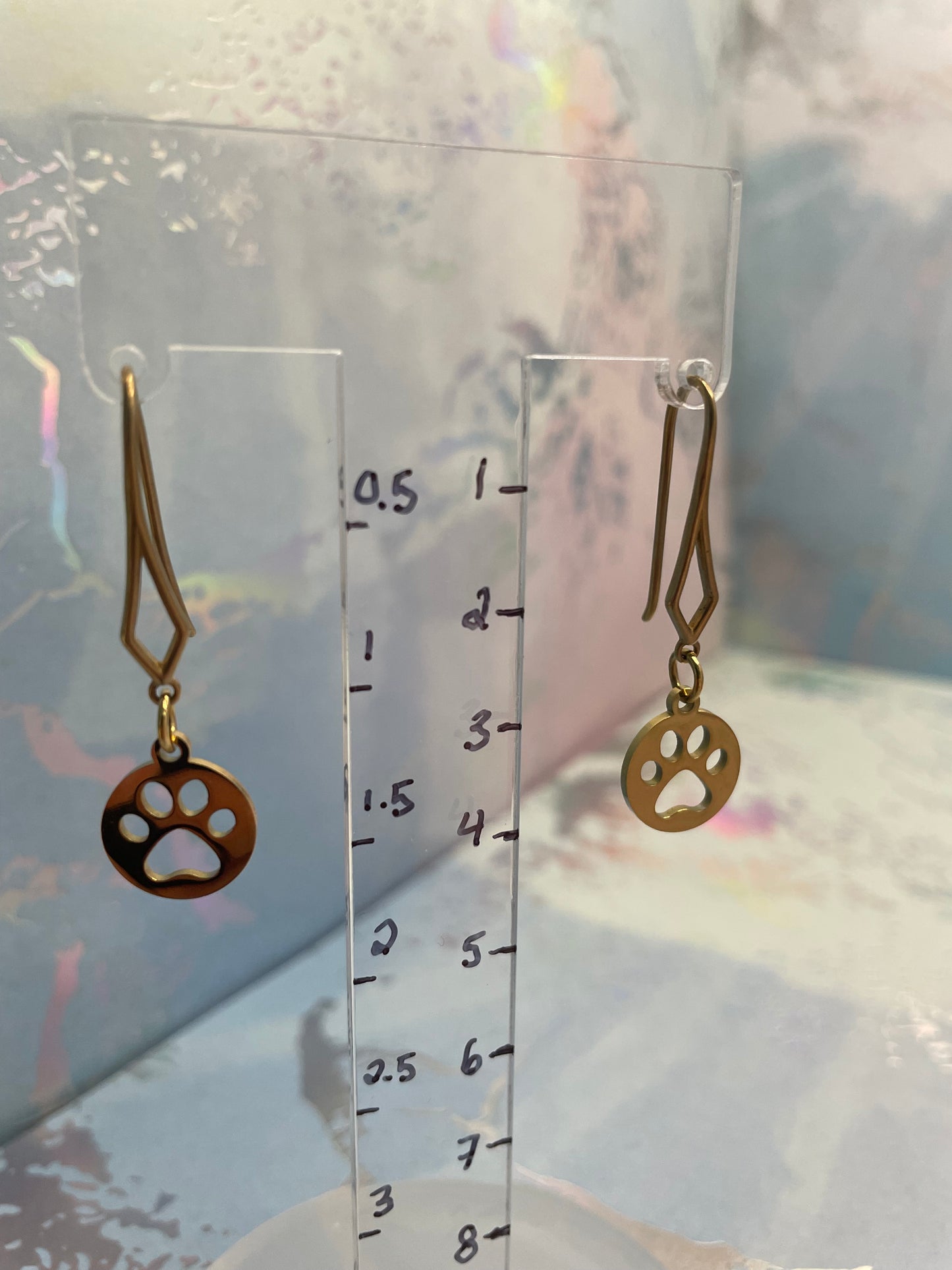 Gold Paw Print Drop Earrings-Nickel Free