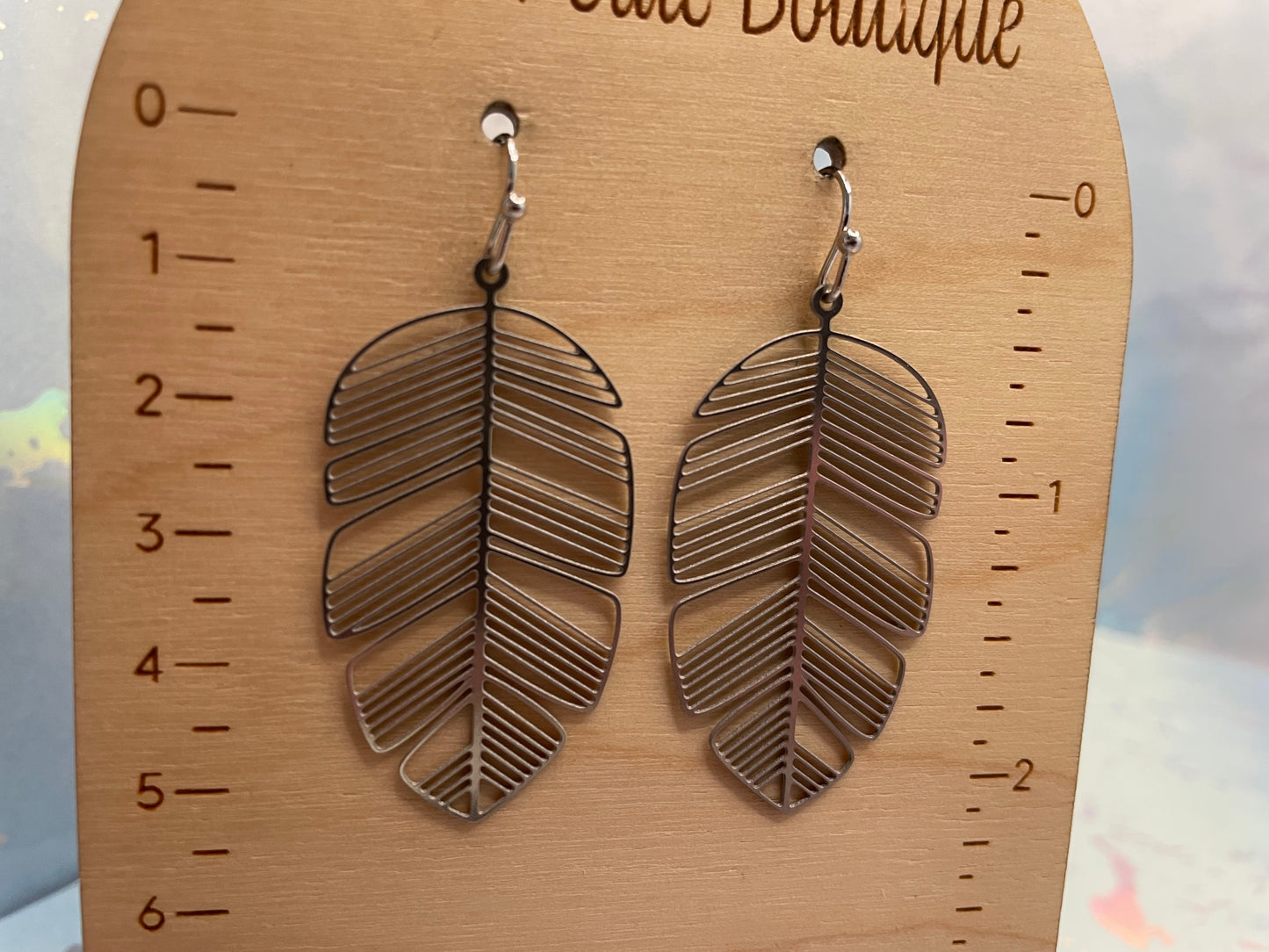 Silver Long Leaf Filigree Earrings-Nickel Free