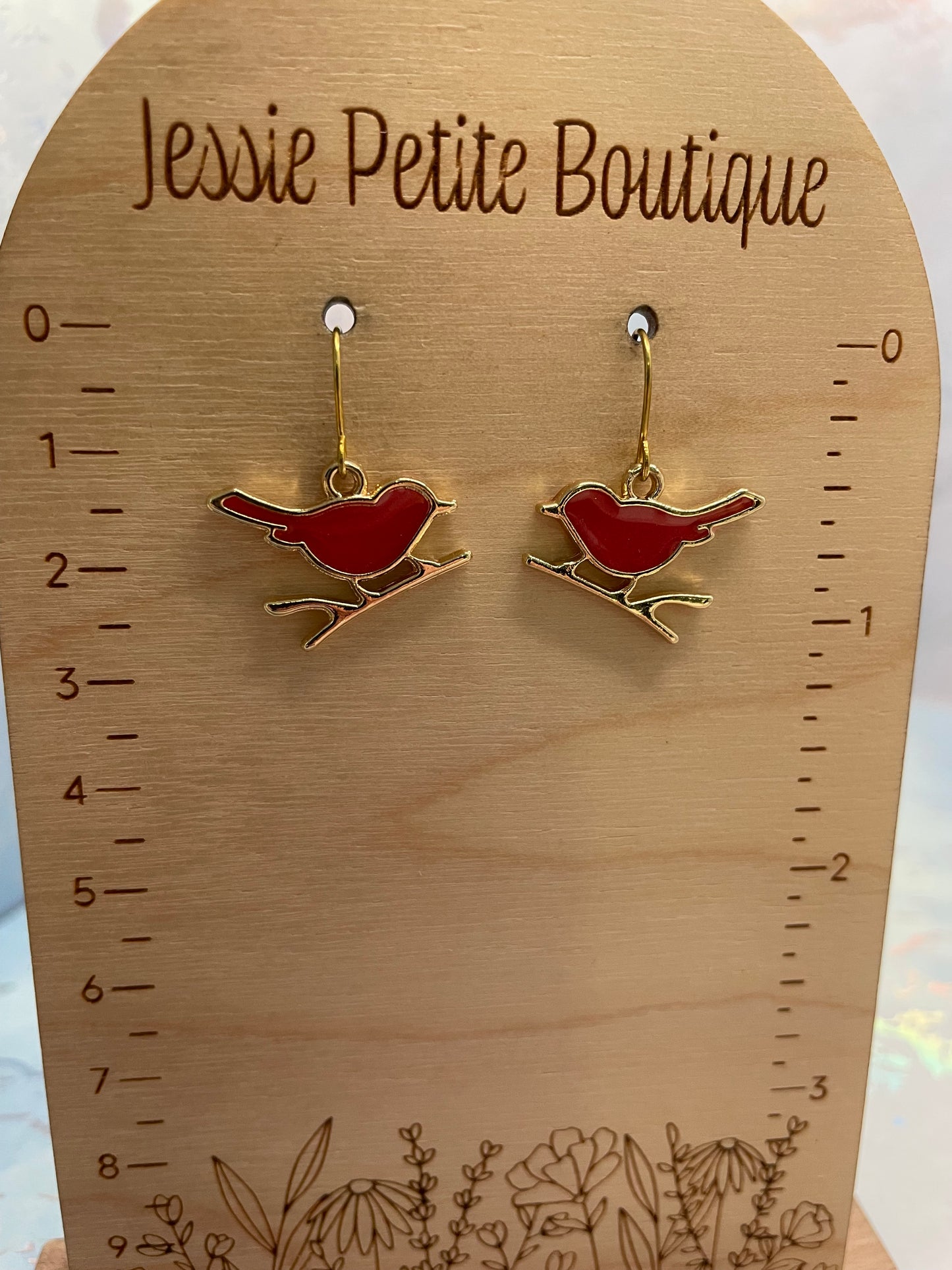 Boucles d’oreilles Oiseau Rouge sur Branche