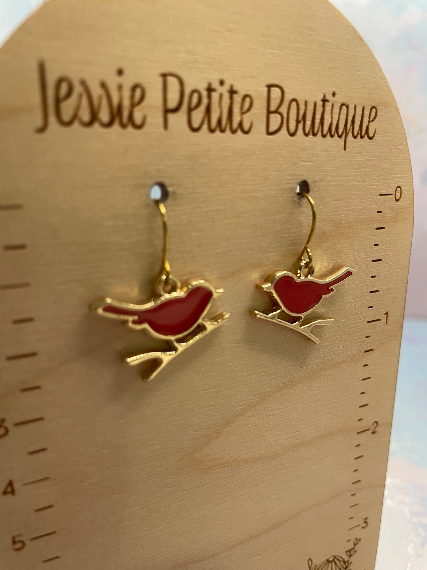 Boucles d’oreilles Oiseau Rouge sur Branche