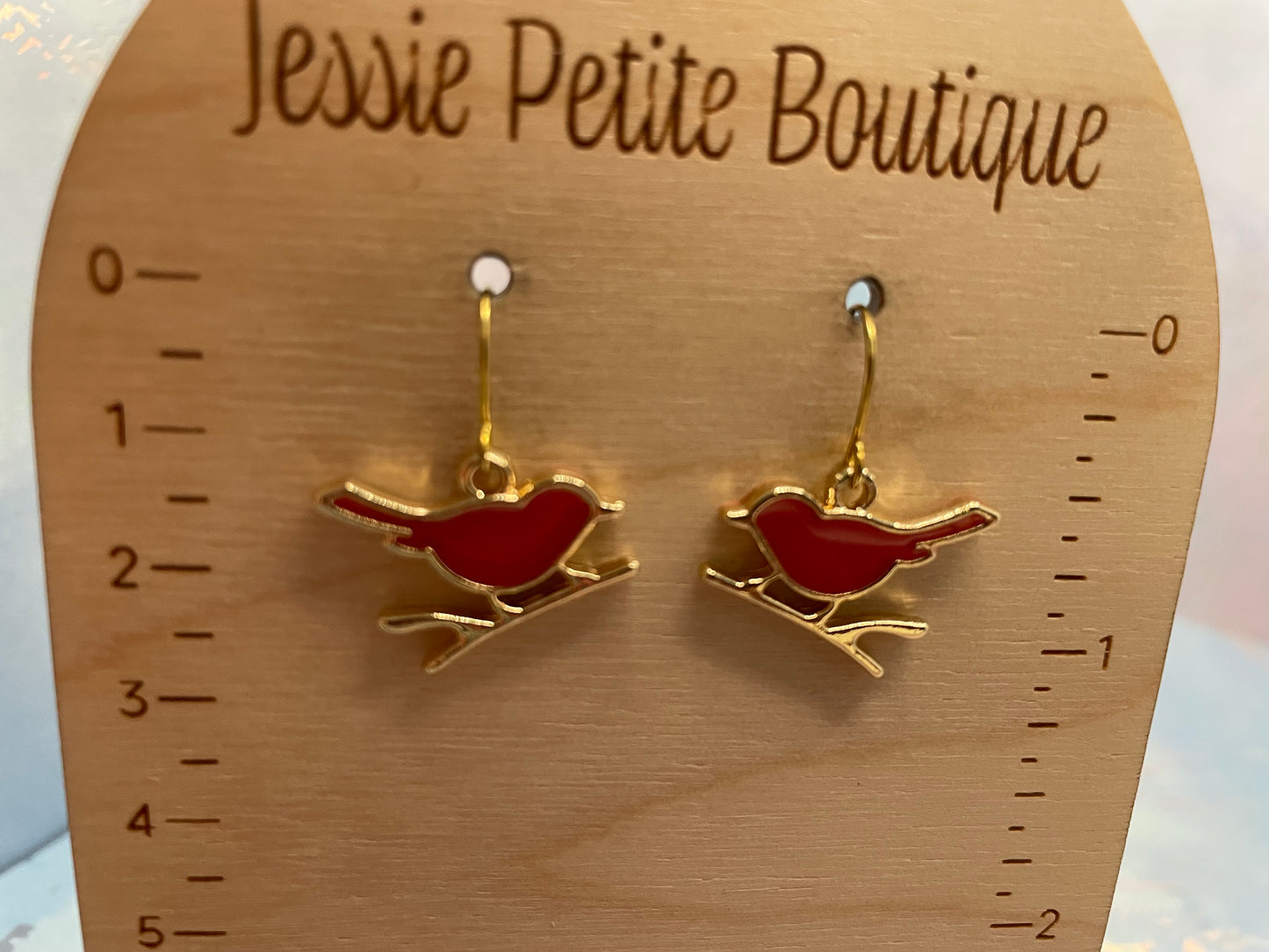 Boucles d’oreilles Oiseau Rouge sur Branche