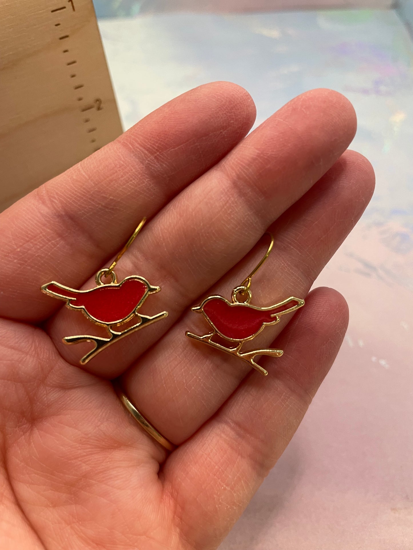 Boucles d’oreilles Oiseau Rouge sur Branche