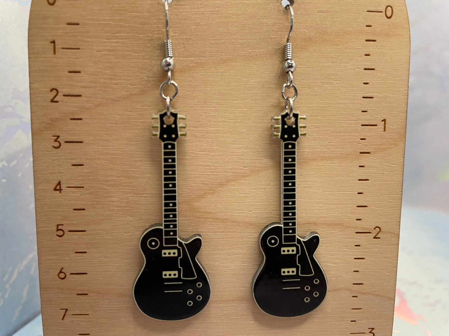 Boucles d’oreilles guitare électrique pendantes-Sans Nickel