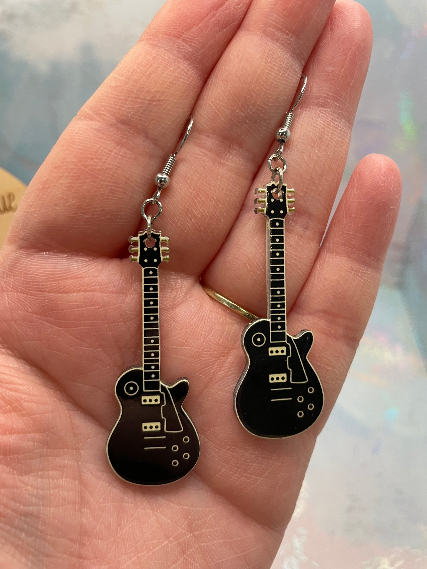 Boucles d’oreilles guitare électrique pendantes-Sans Nickel