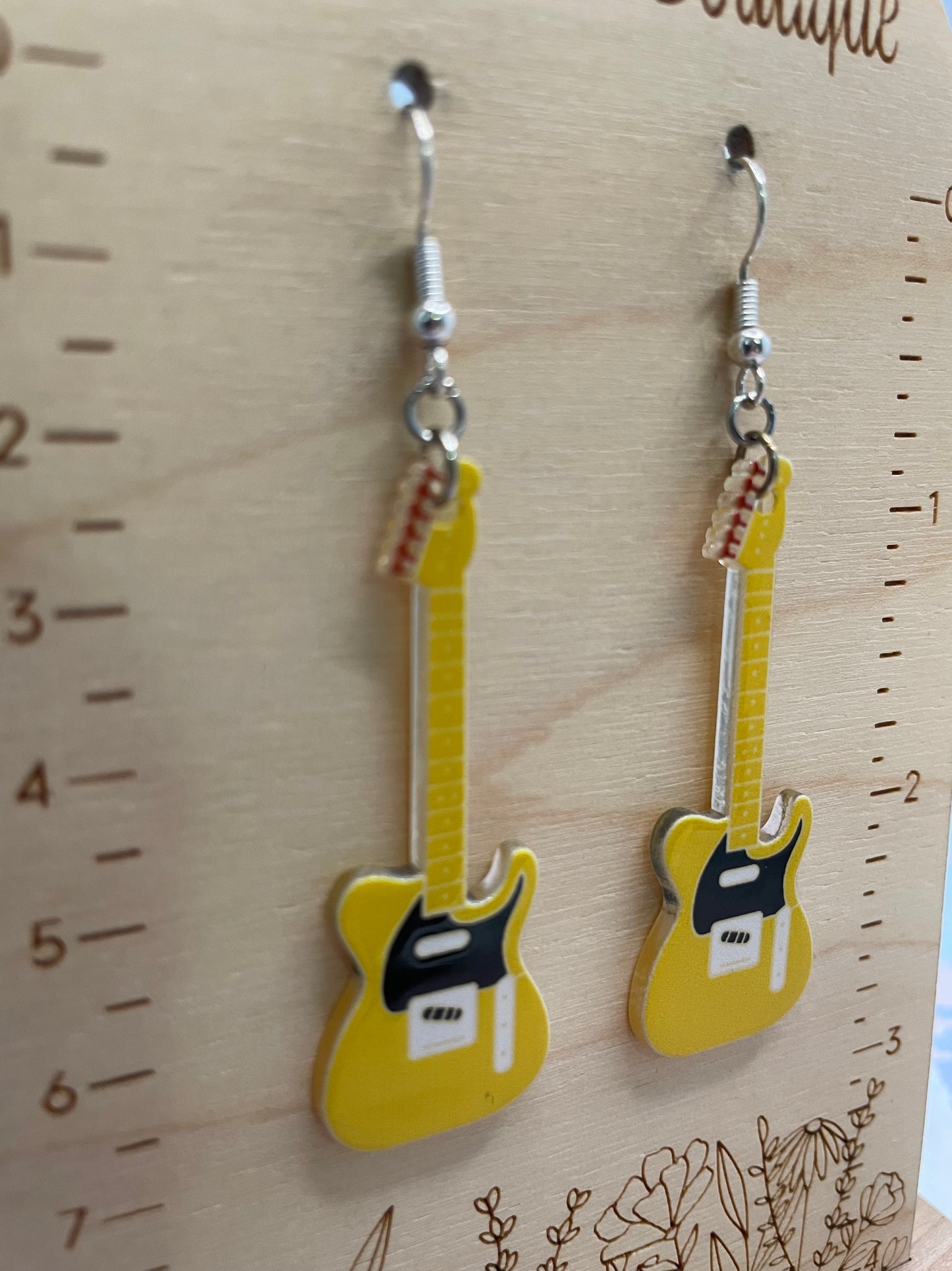 Boucles d’oreilles guitare électrique pendantes-Sans Nickel