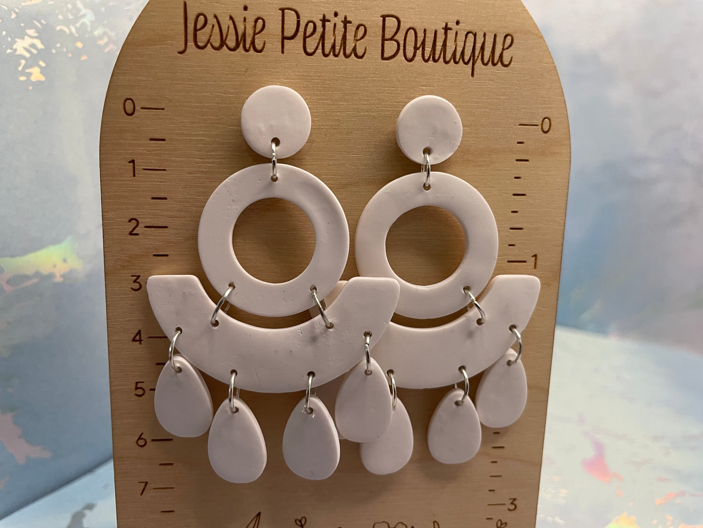 Boucles d’oreilles Jessie blanches en argile-Sans Nickel