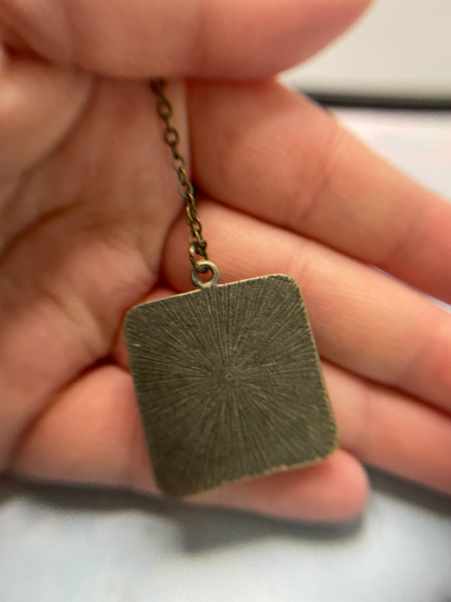 "I Write" Pendant Necklace - Bronze Square