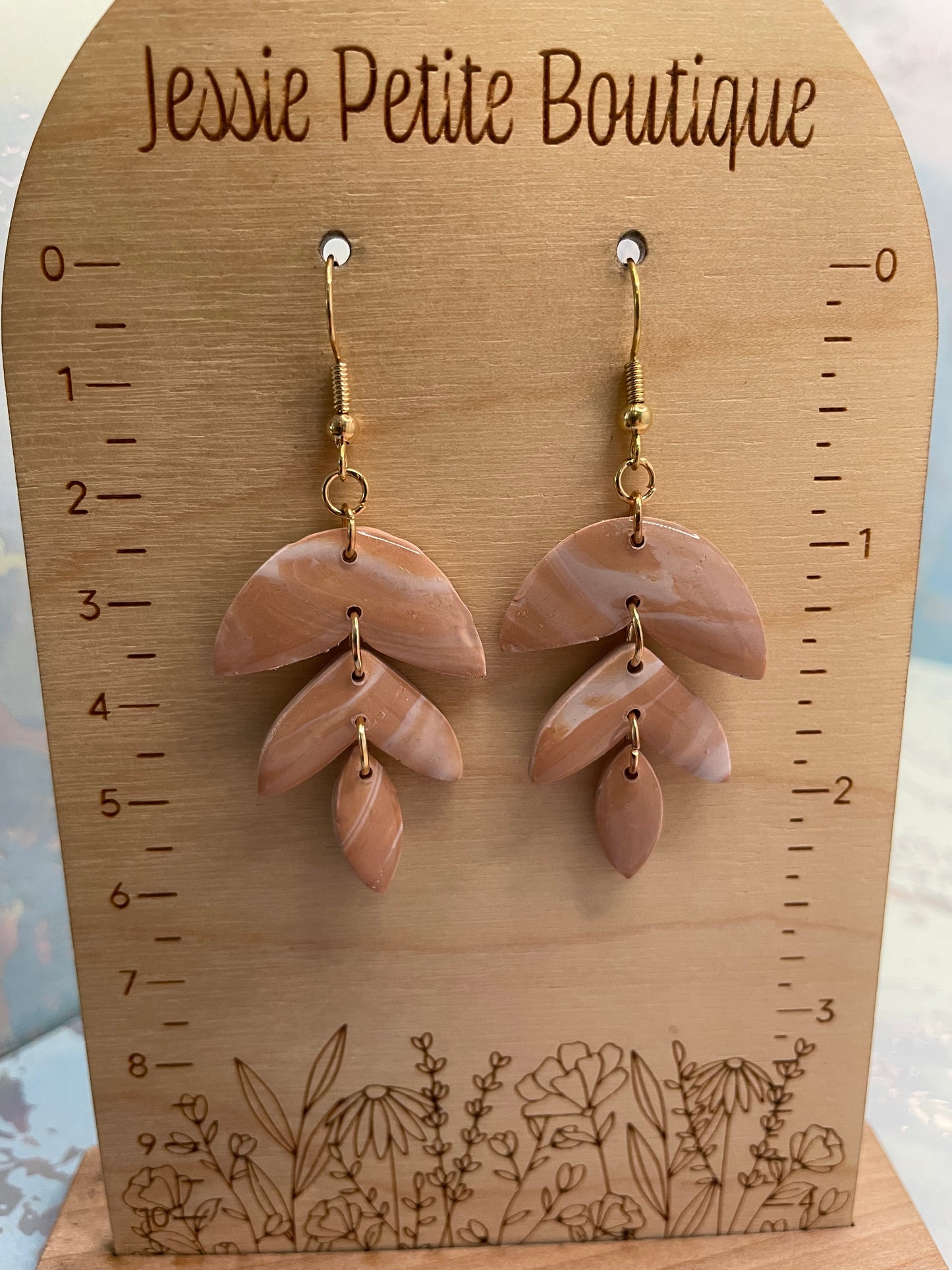 Boucle d'oreille Alba Beige marbré