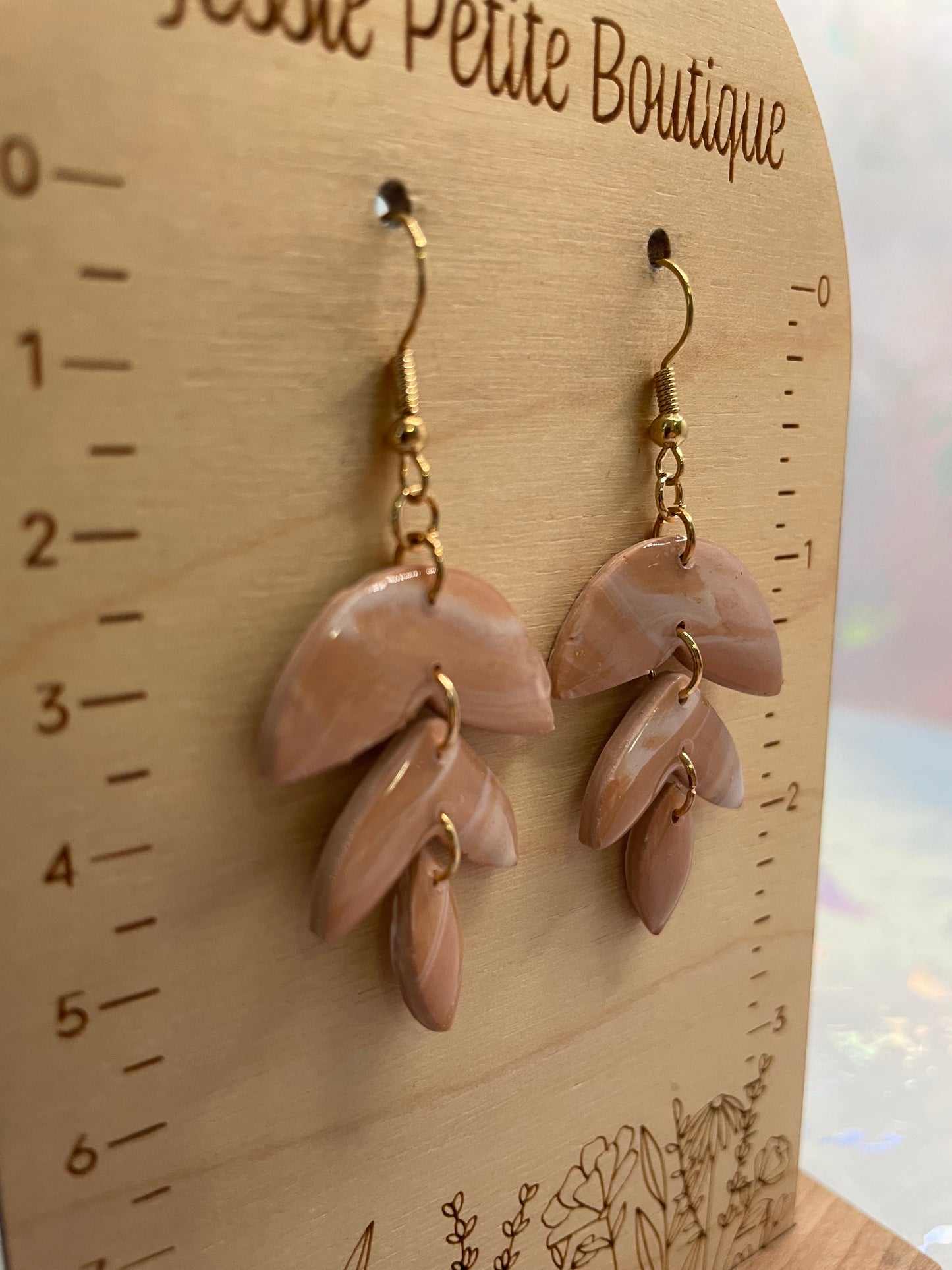 Boucle d'oreille Alba Beige marbré