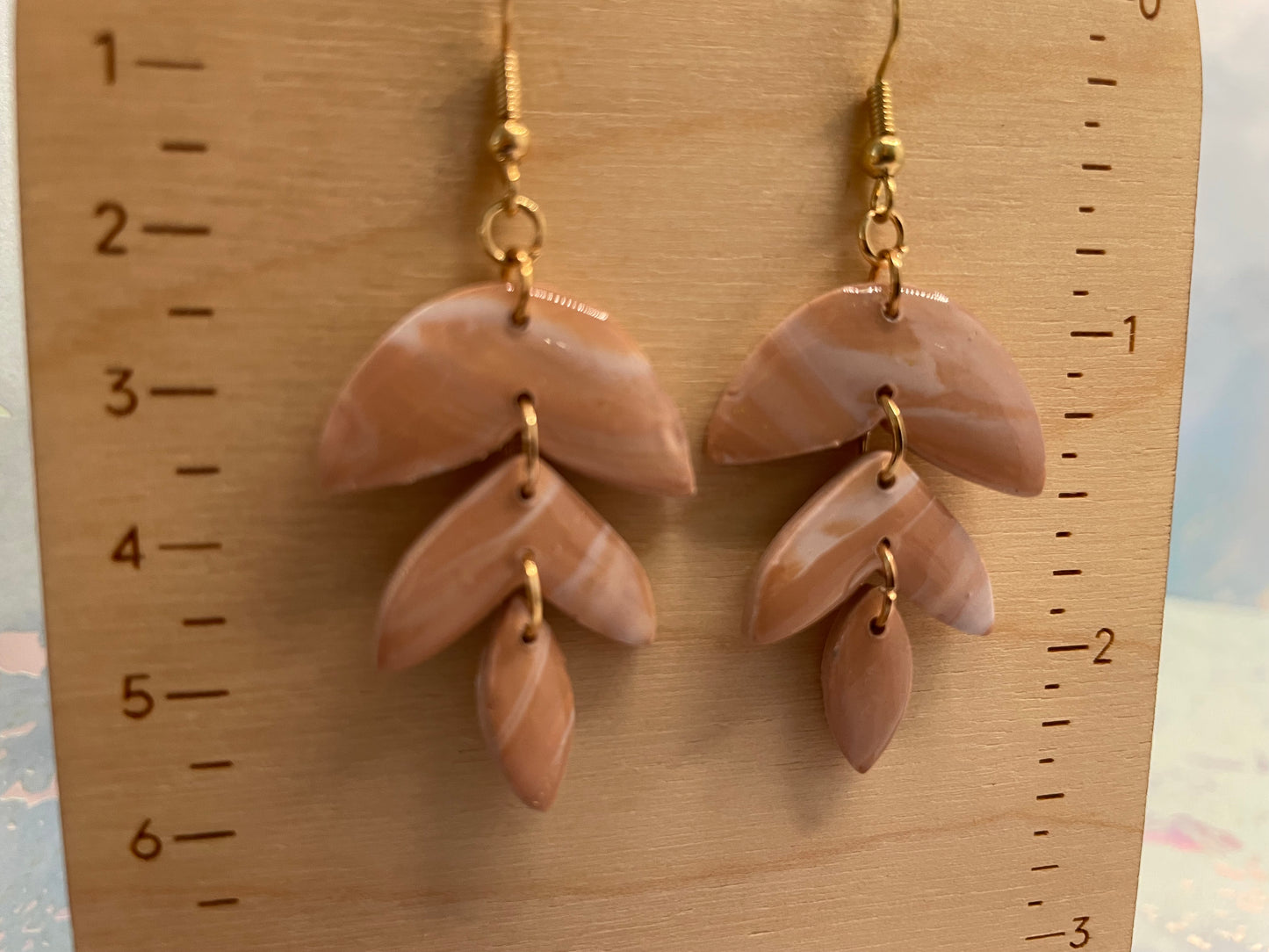 Boucle d'oreille Alba Beige marbré