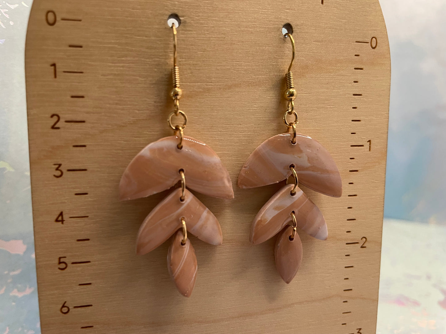 Boucle d'oreille Alba Beige marbré