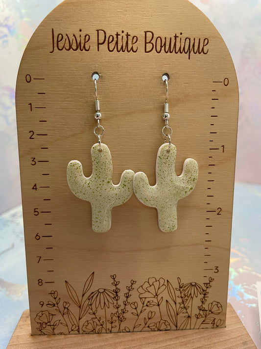 Boucle d'oreilles Cactus Argile Vert-Sans Nickel