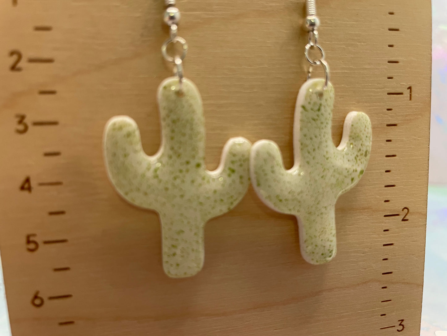 Boucle d'oreilles Cactus Argile Vert-Sans Nickel