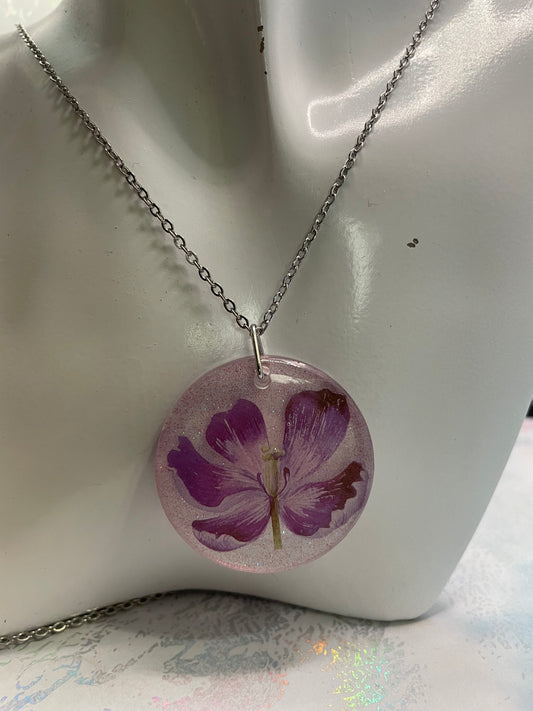 Collier fleur mauve scintillante – 25'' Sans Nickel+Acier Inoxydable