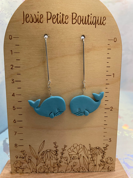Boucles d’oreilles baleine argile bleue pendante-Sans Nickel