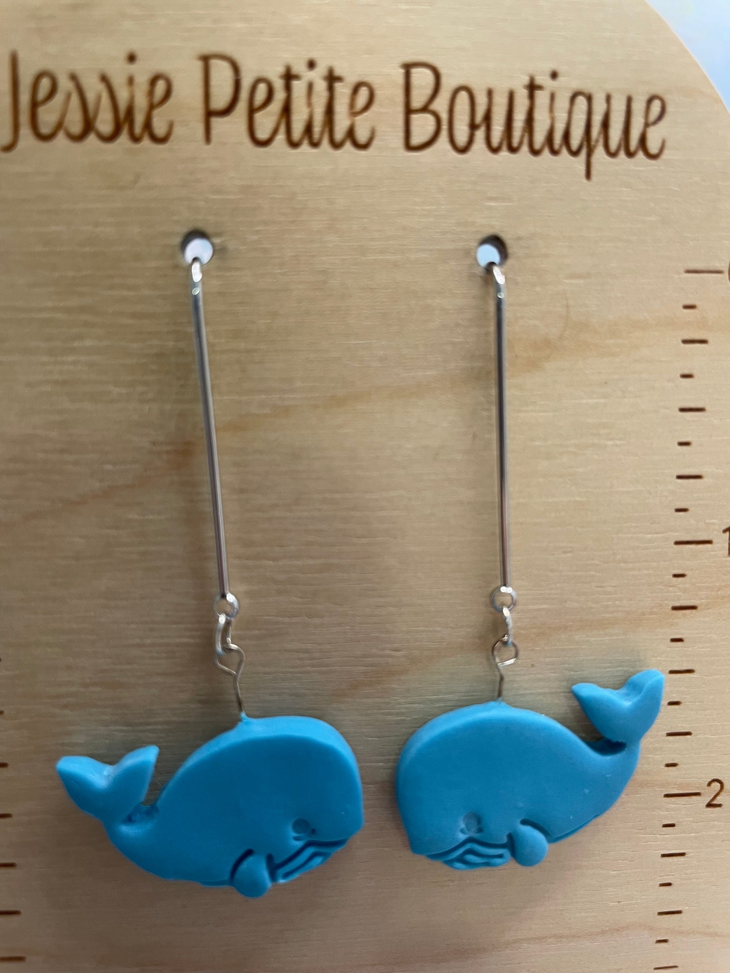 Boucles d’oreilles baleine argile bleue pendante-Sans Nickel