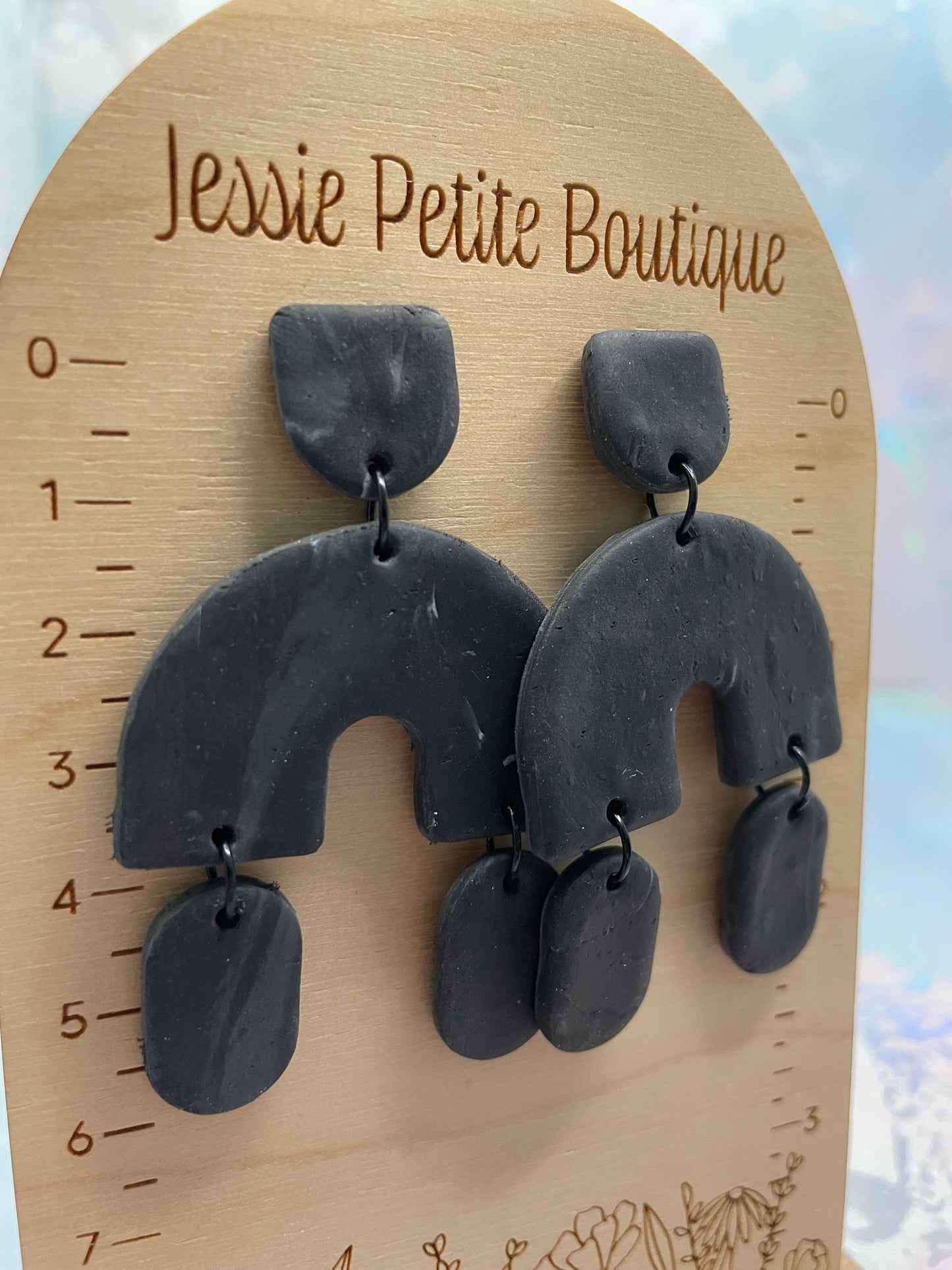 Boucles d’oreilles arche noires marbrés-Sans Nickel