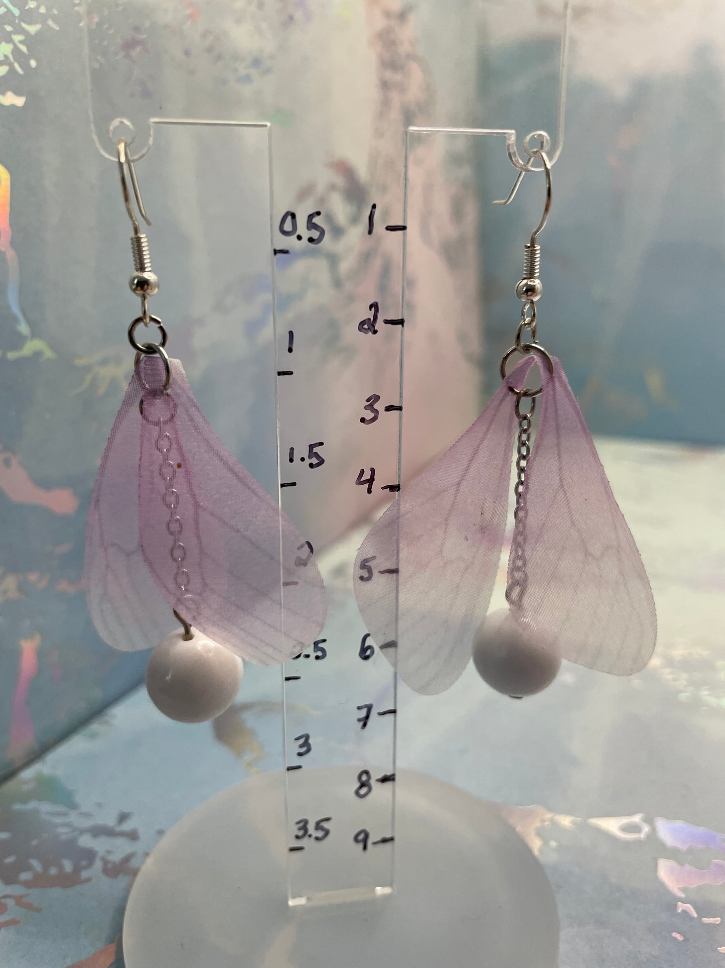 Boucles d’oreilles pendantes ailes de papillon avec billes