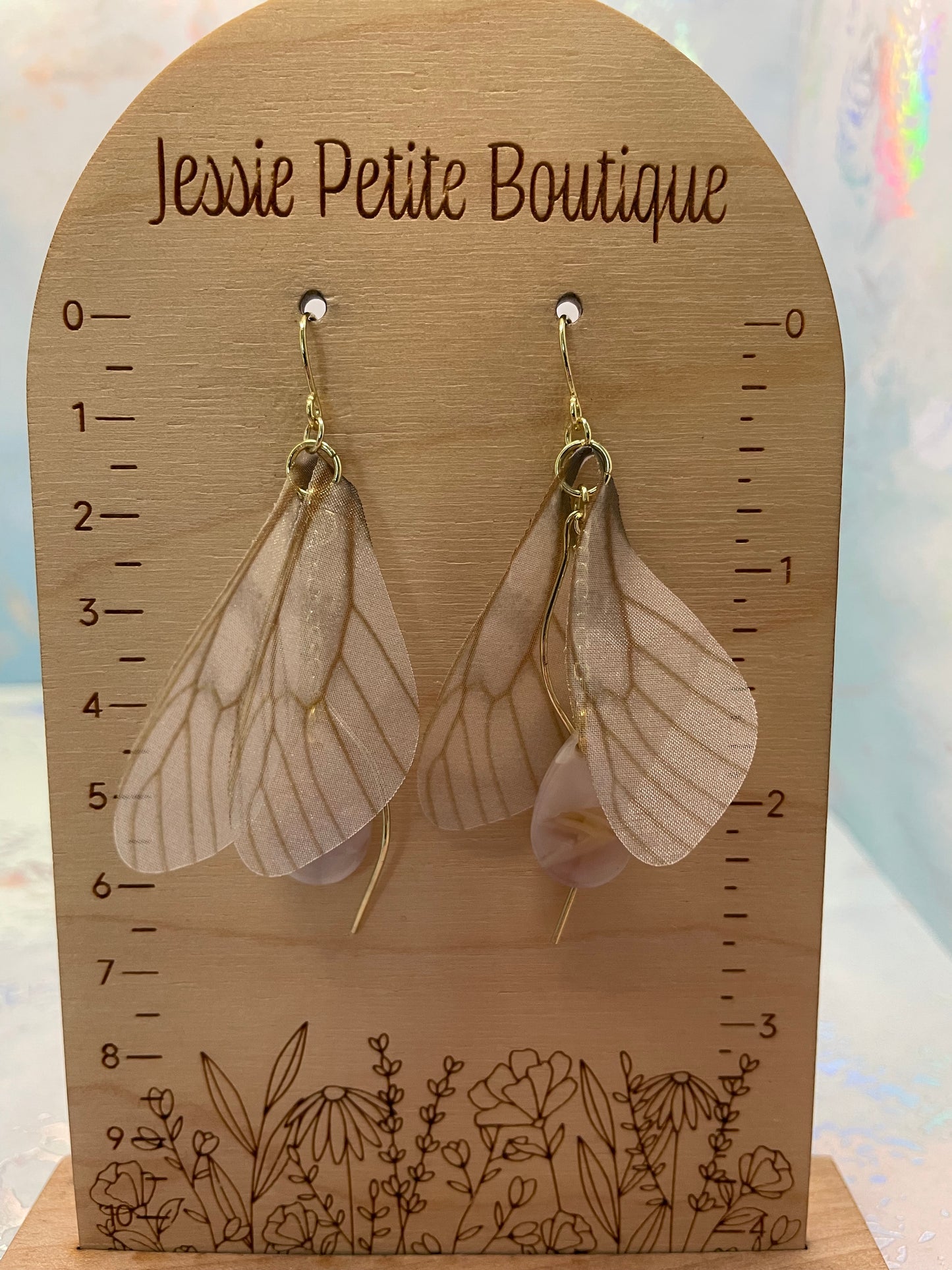 Boucle d'oreille ailes de papillons dorées pendantes-Sans Nickel