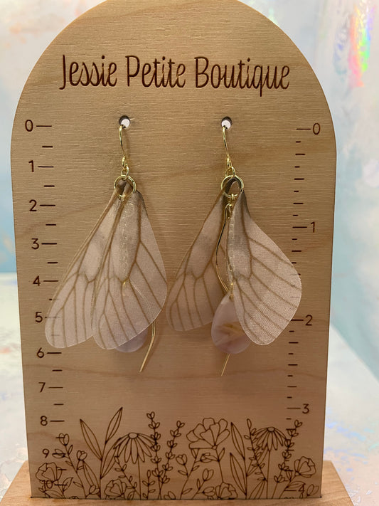 Boucle d'oreille ailes de papillons dorées pendantes-Sans Nickel