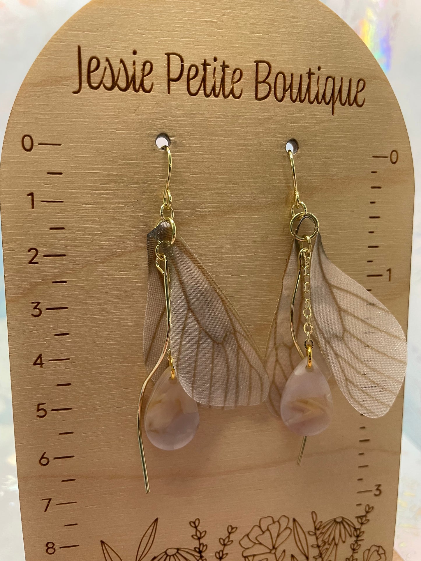 Boucle d'oreille ailes de papillons dorées pendantes-Sans Nickel