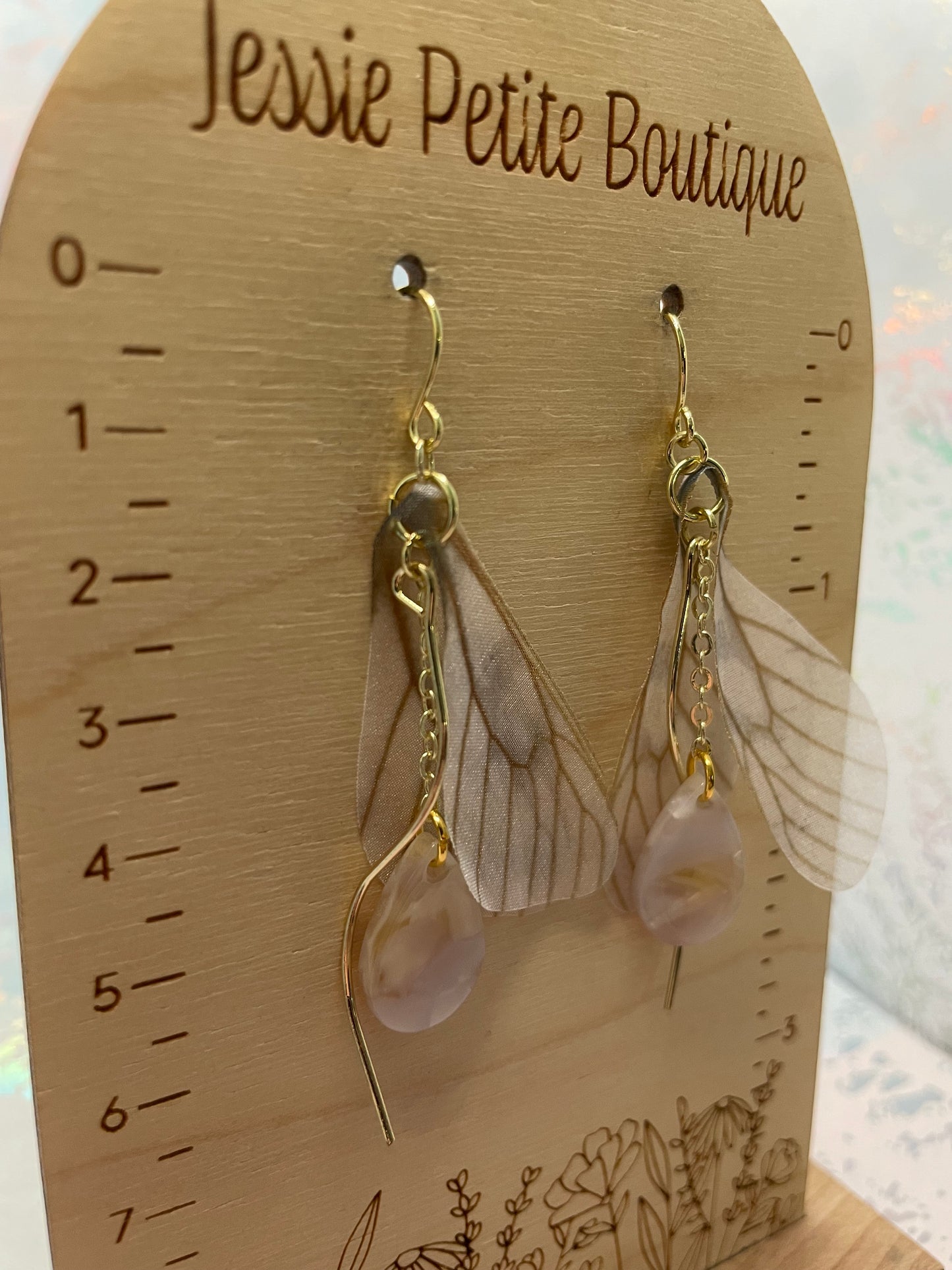 Boucle d'oreille ailes de papillons dorées pendantes-Sans Nickel