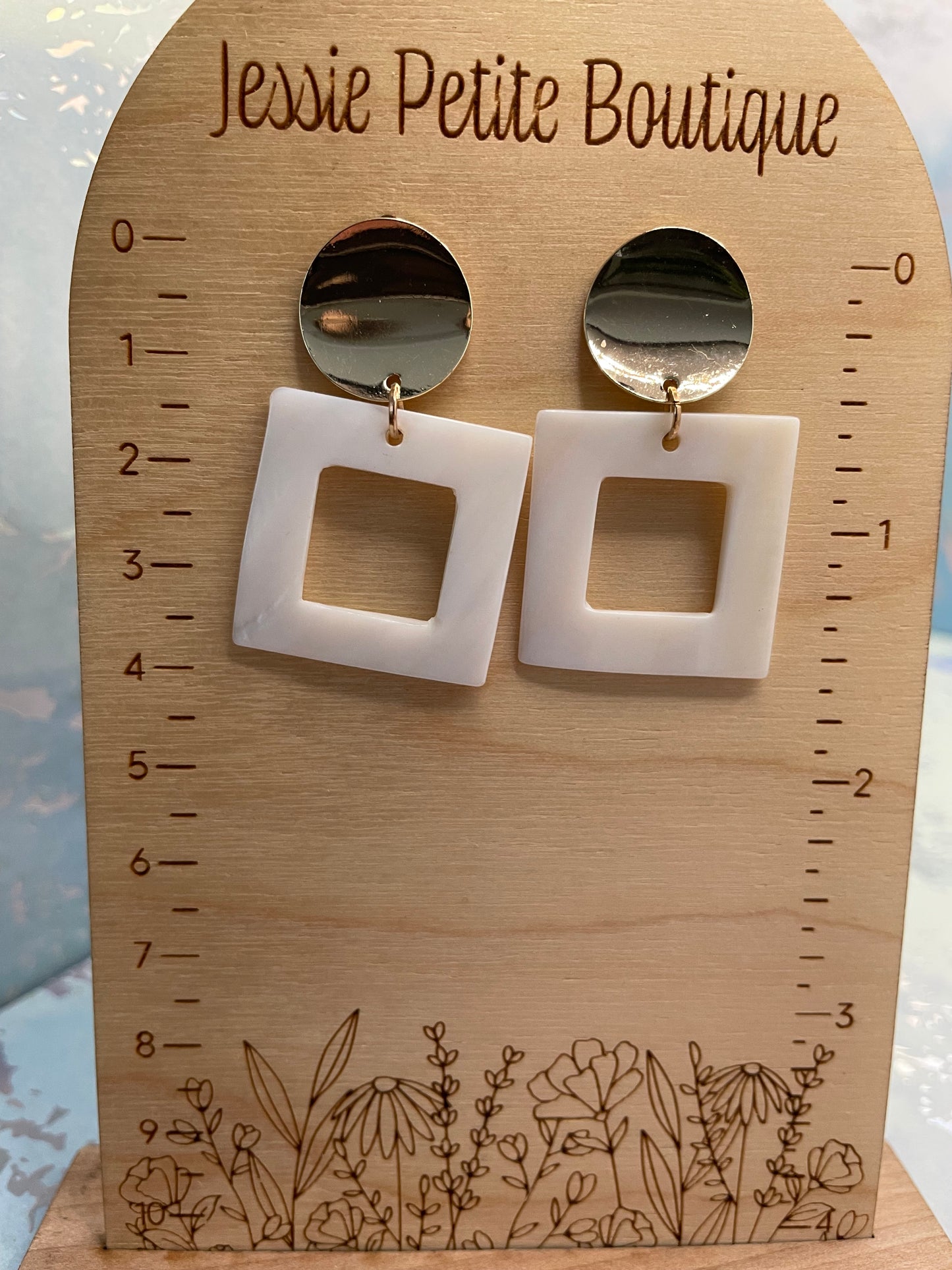 Boucles d’oreilles carrées en coquillage-Sans Nickel