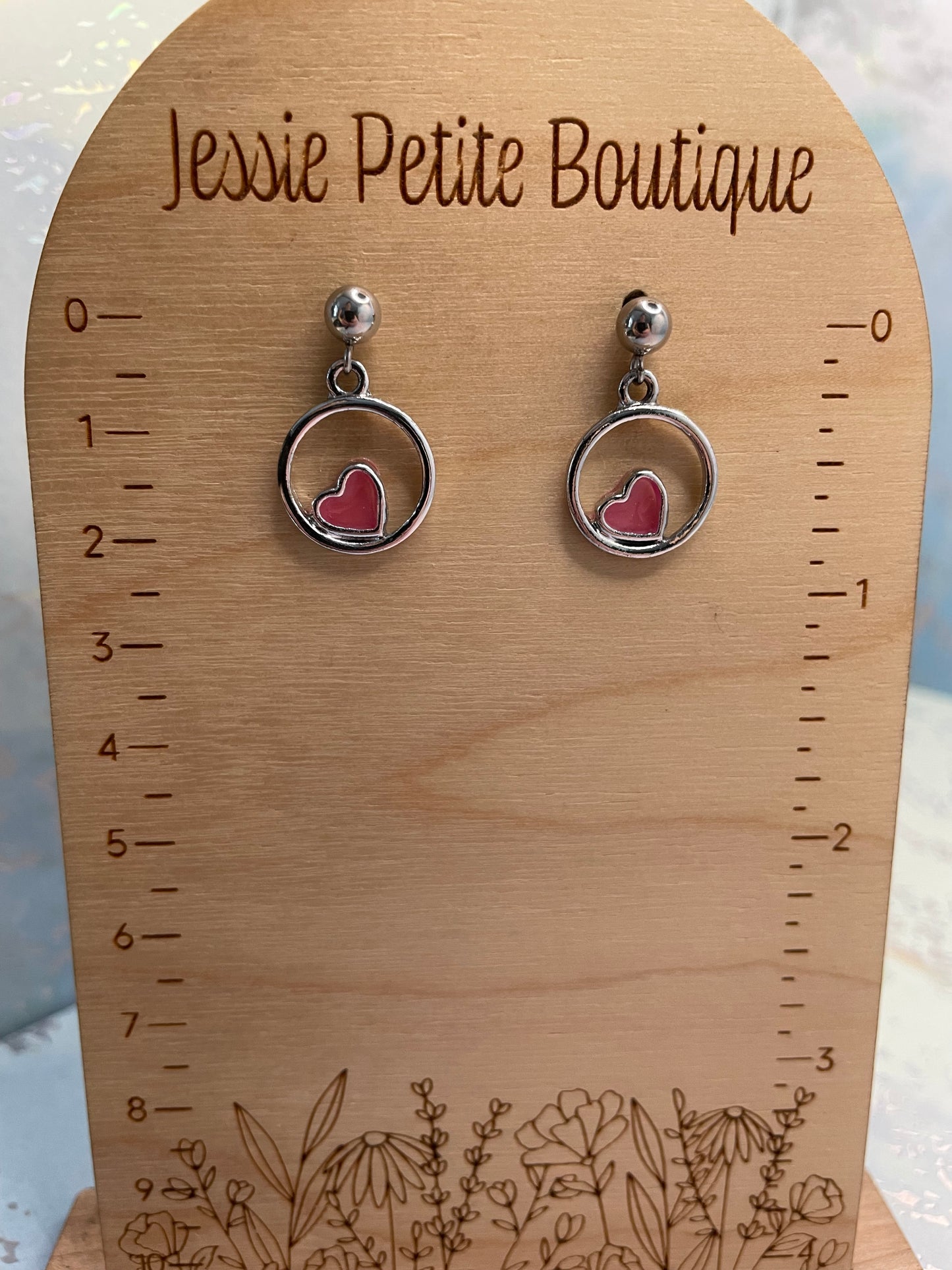 Glow-in-the-Dark Heart Circle Earrings-Nickel Free