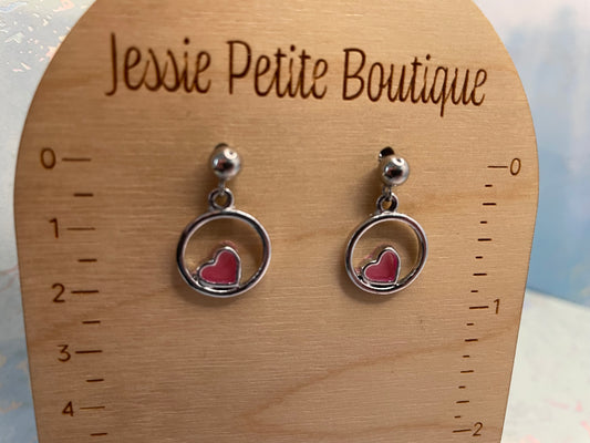Glow-in-the-Dark Heart Circle Earrings-Nickel Free