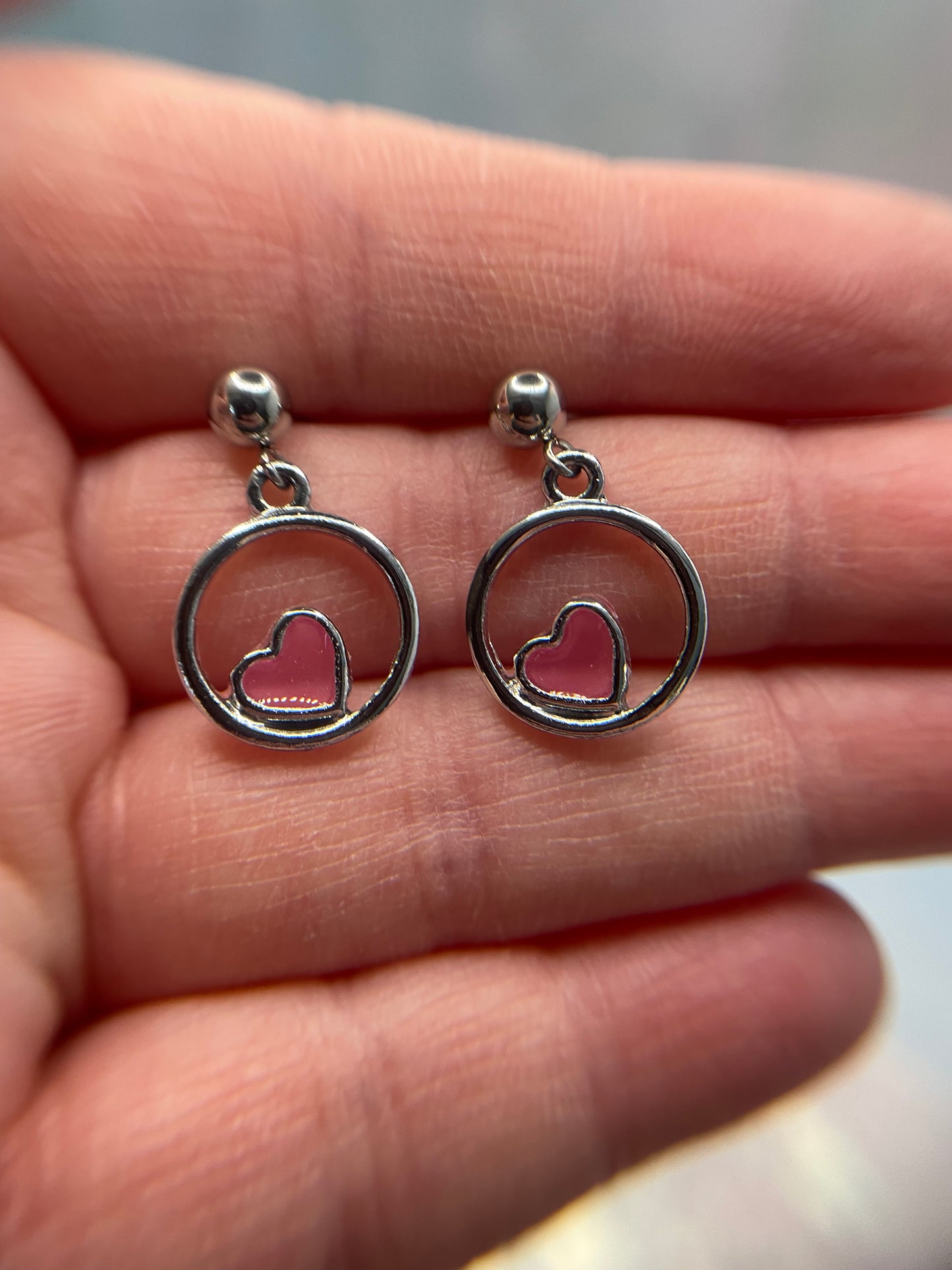 Glow-in-the-Dark Heart Circle Earrings-Nickel Free
