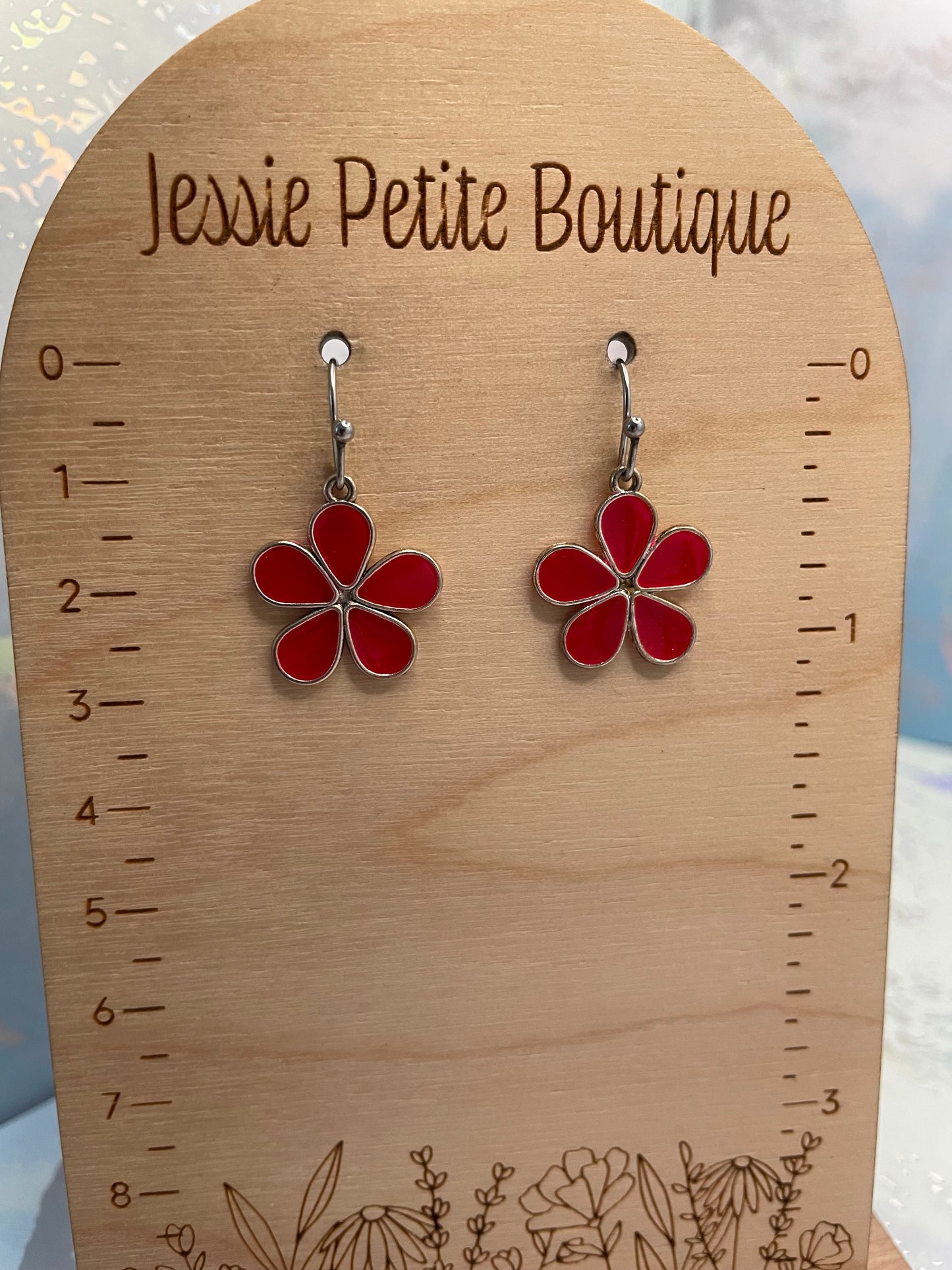 Boucles d’oreilles pendantes fleur –Acier Inoxydable+Sans Nickel