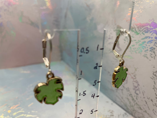 Monstera Leaf Dangle Earrings – Nickel Free