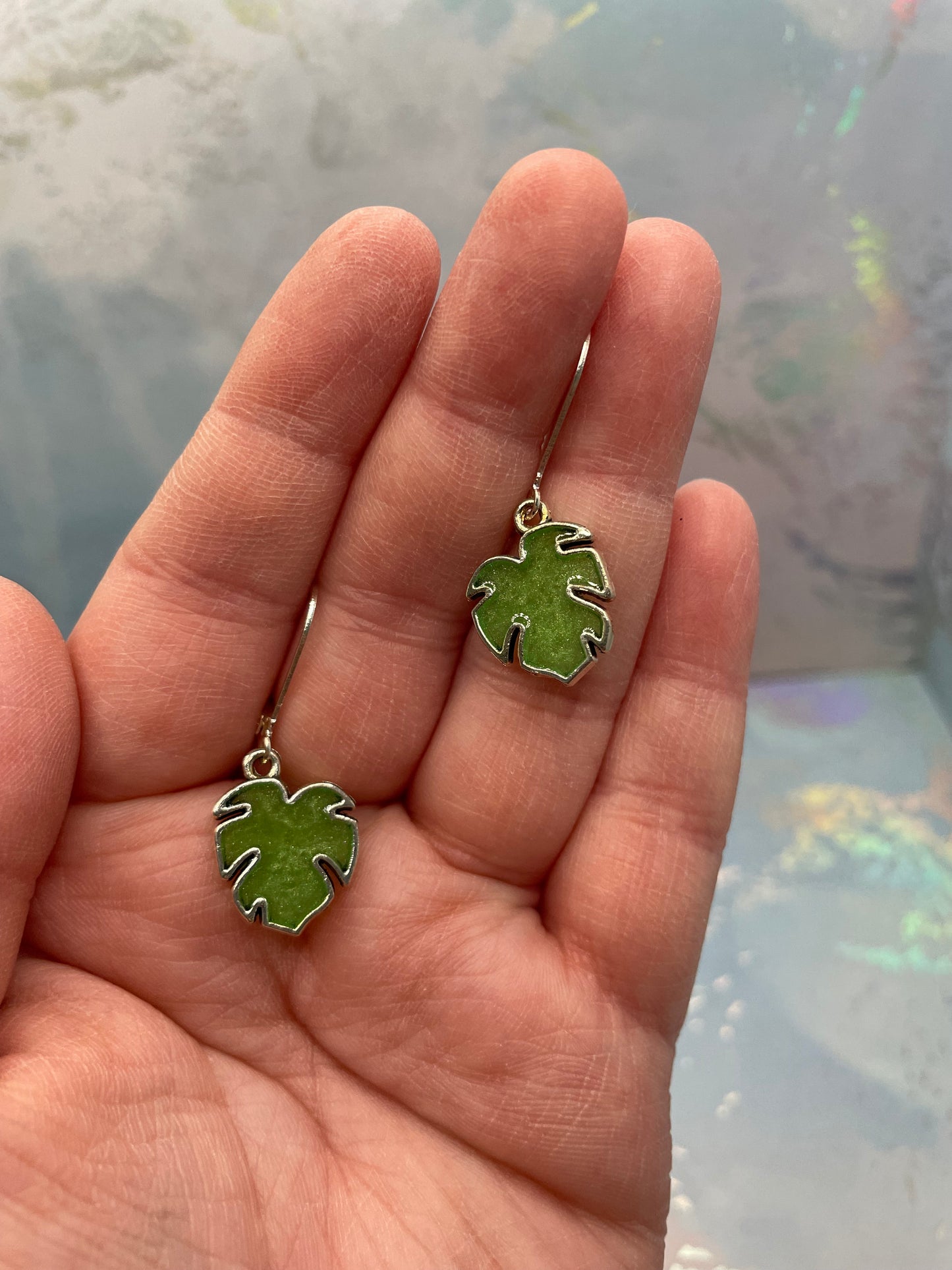 Monstera Leaf Dangle Earrings – Nickel Free
