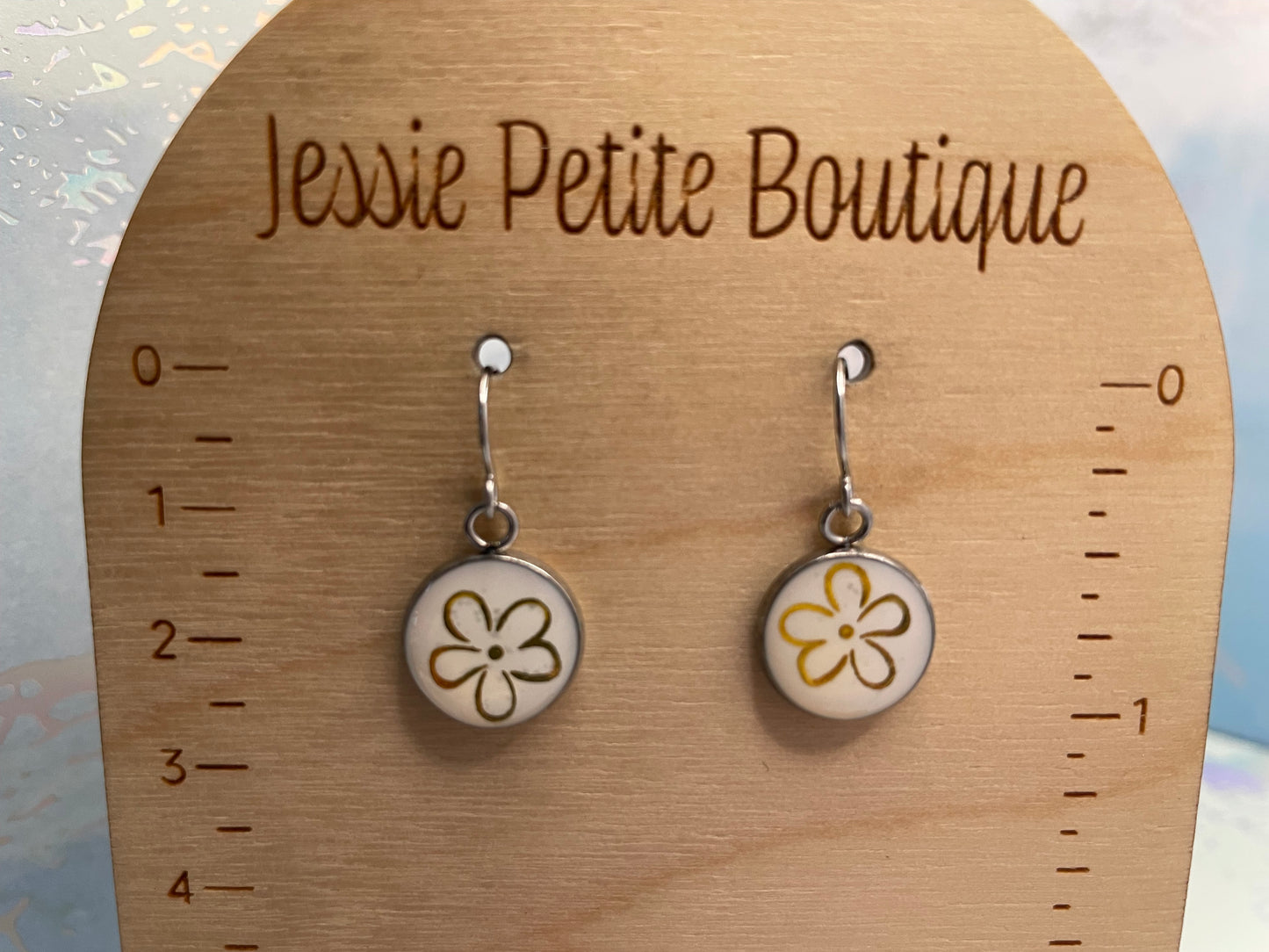 Gold Floral Round Earrings-Stainless Steel