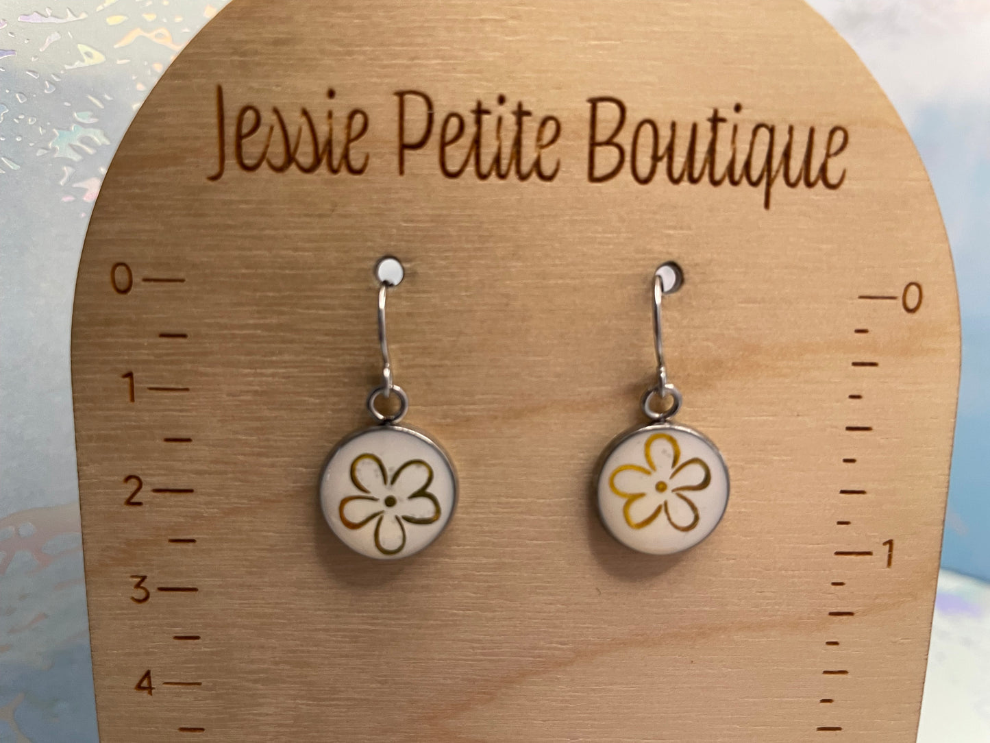 Gold Floral Round Earrings-Stainless Steel