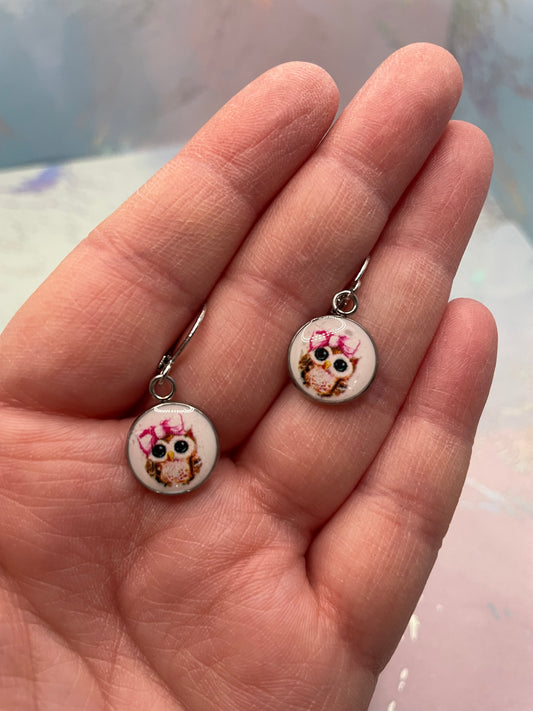 Boucles d’oreilles hibou dormeuse sans nickel