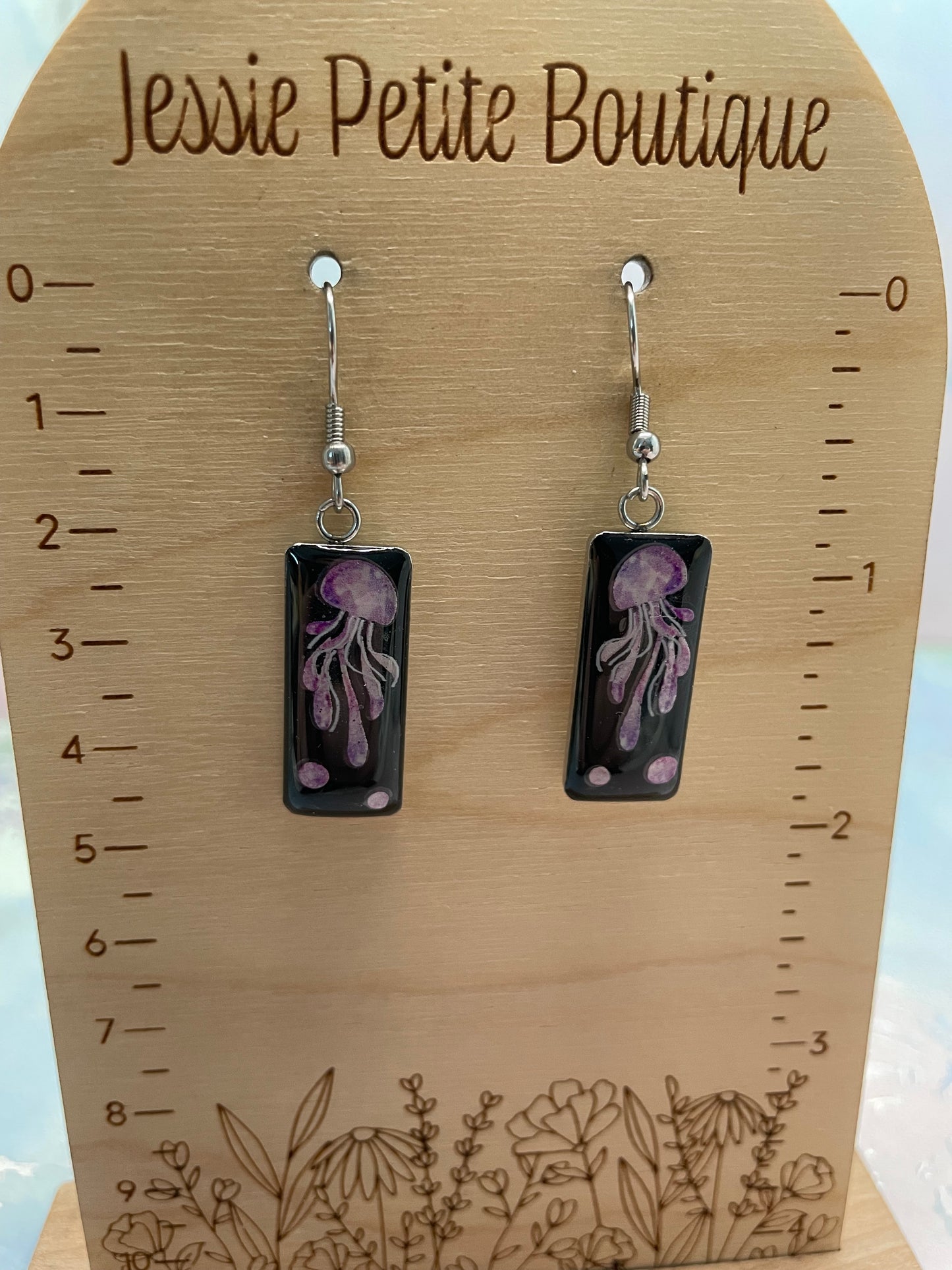 Boucles d’oreilles méduse en résine-Acier Inoxydable