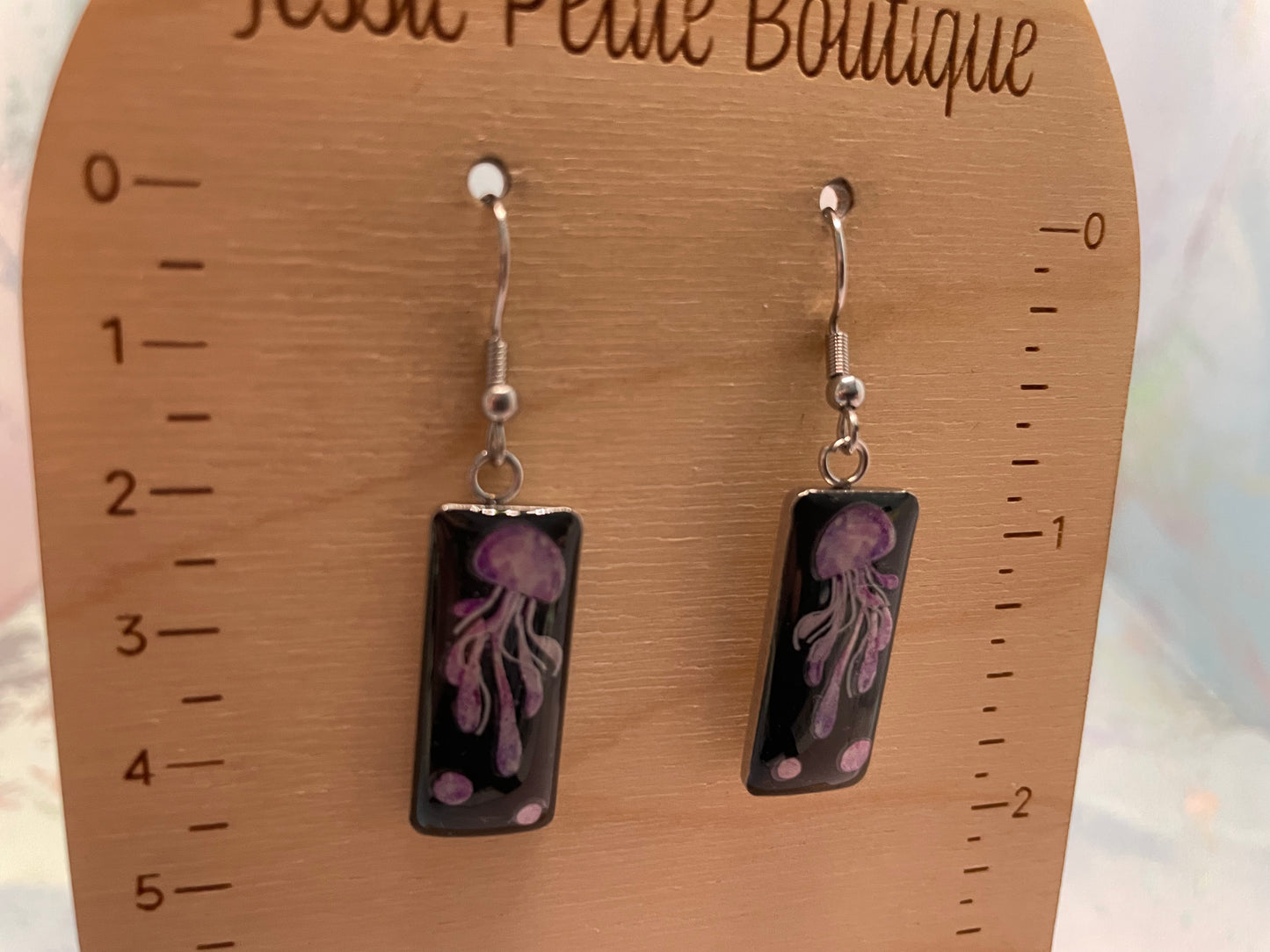 Boucles d’oreilles méduse en résine-Acier Inoxydable